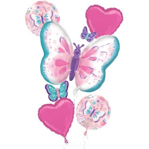 Fluttering Butterflies Foil Balloon Bouquet. 5pc