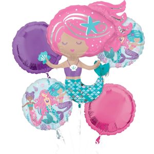 Shimmering Mermaid Foil Balloon Bouquet. 5pc