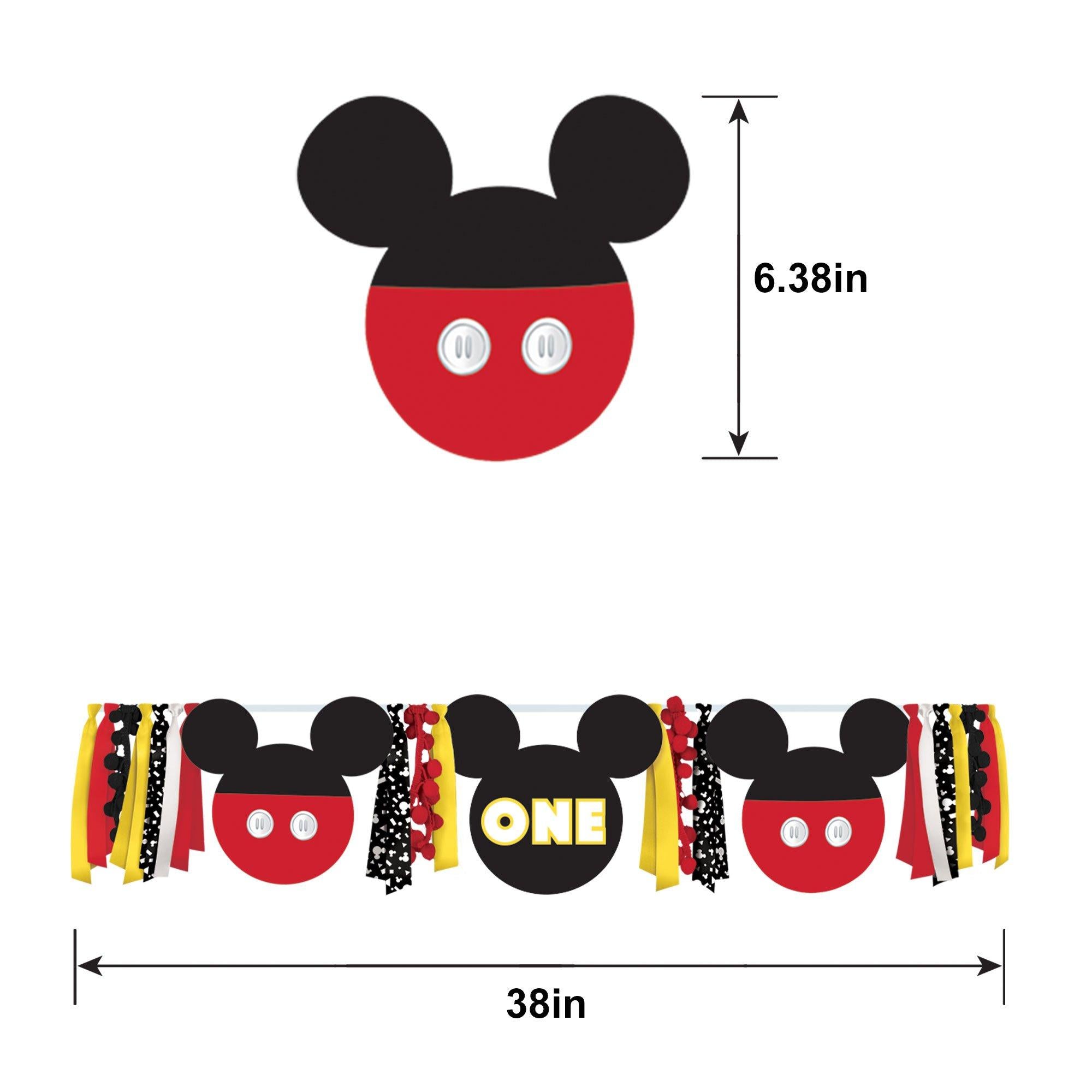 Mickey Mouse Forever 1st Birthday Fabric & Ribbon High Chair Decoration. 38in - Image 5