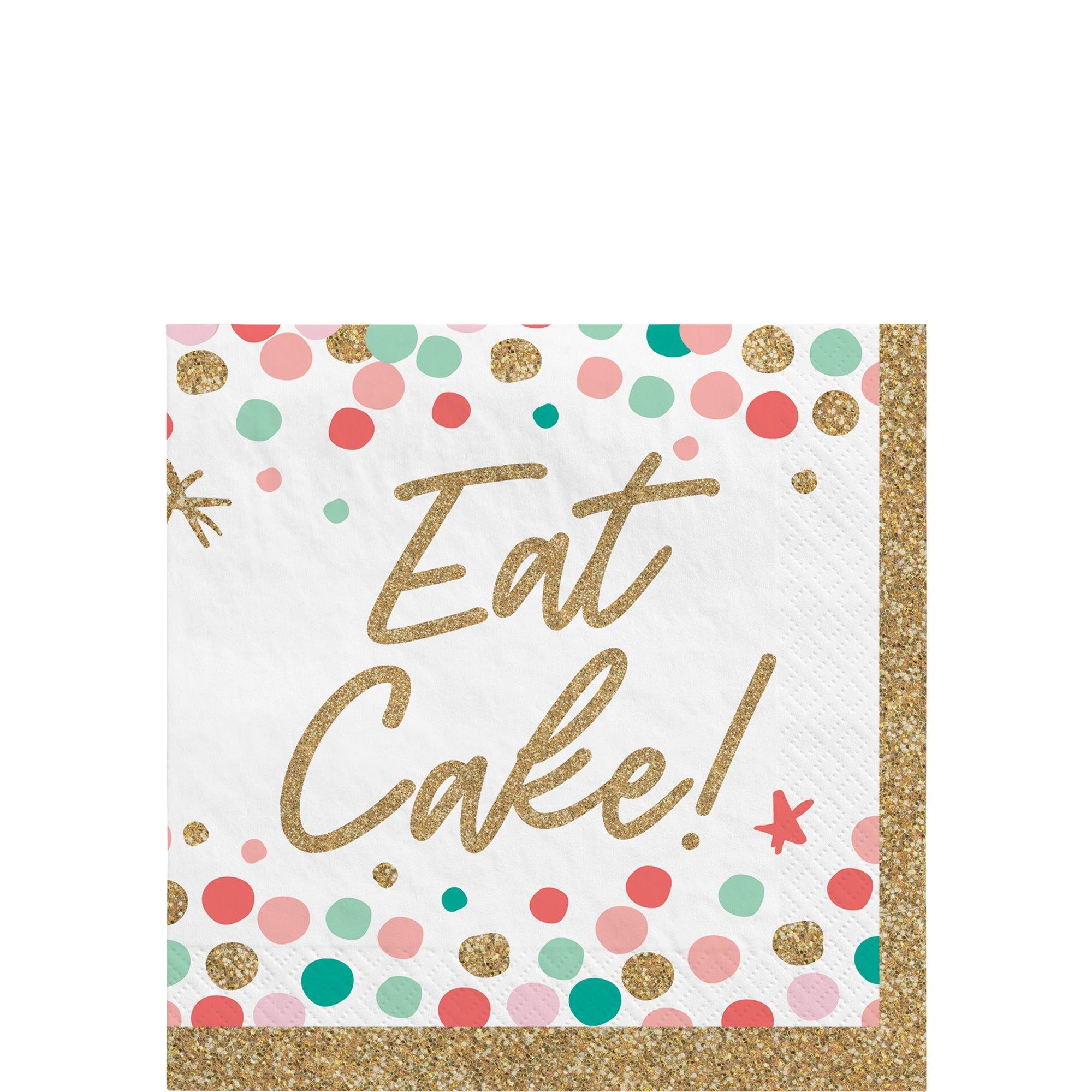 Wish Big Eat Cake Beverage Napkins. 5in. 36ct