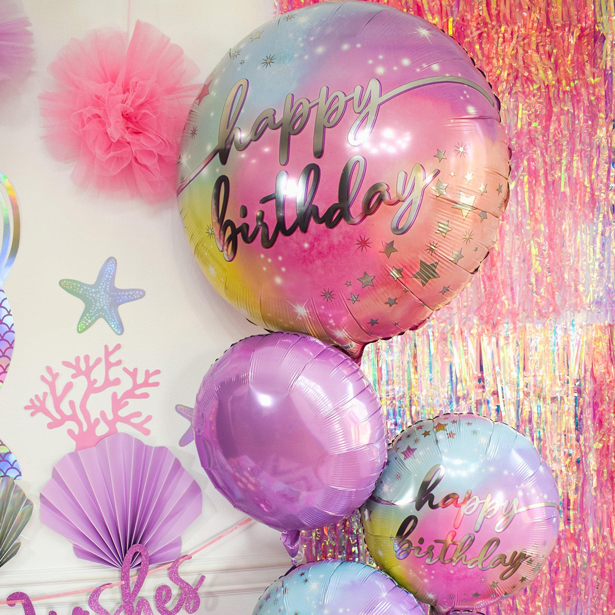 Iridescent Luminous Birthday Foil Balloon Bouquet. 5pc - Image 2