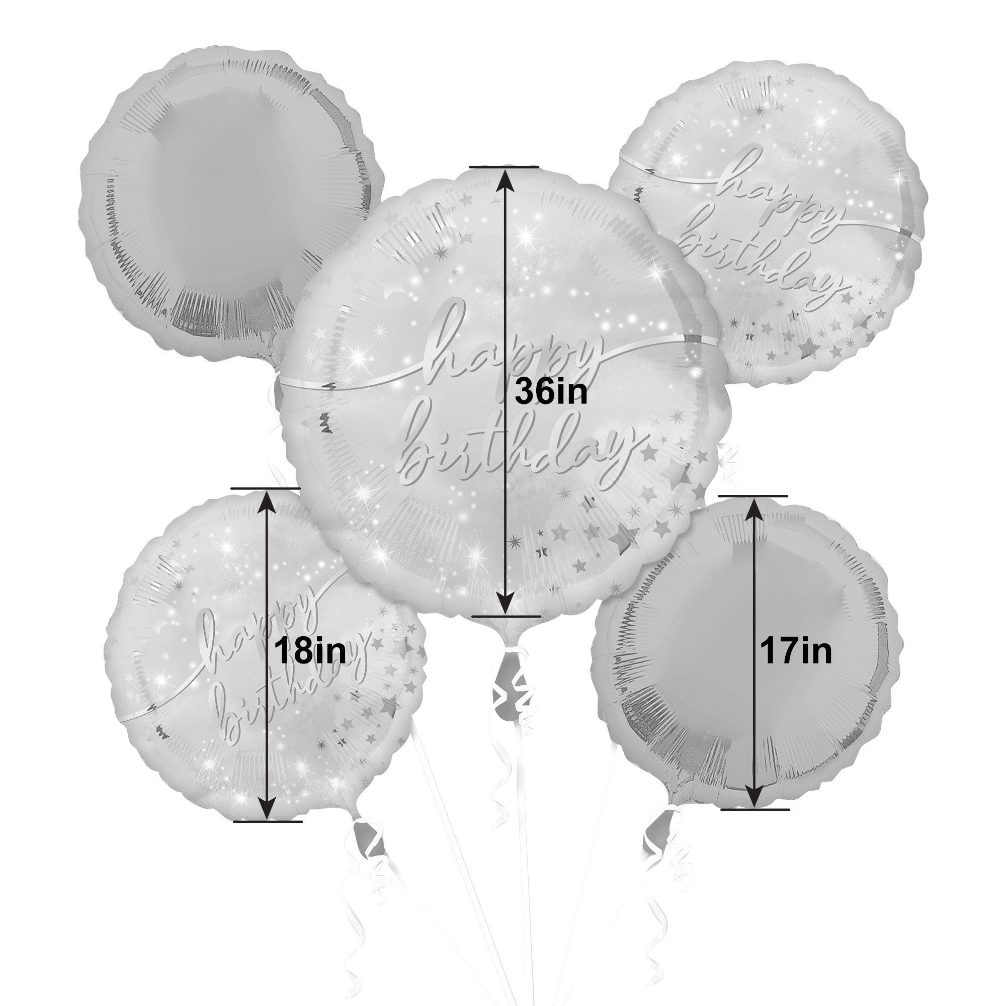 Iridescent Luminous Birthday Foil Balloon Bouquet. 5pc - Image 4