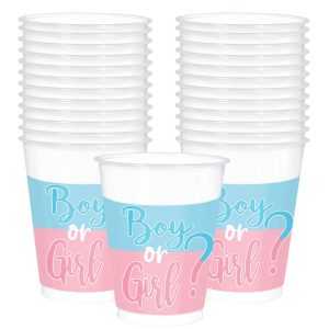 Boy or Girl? Gender Reveal Plastic Cups. 16oz. 25ct - The Big Reveal