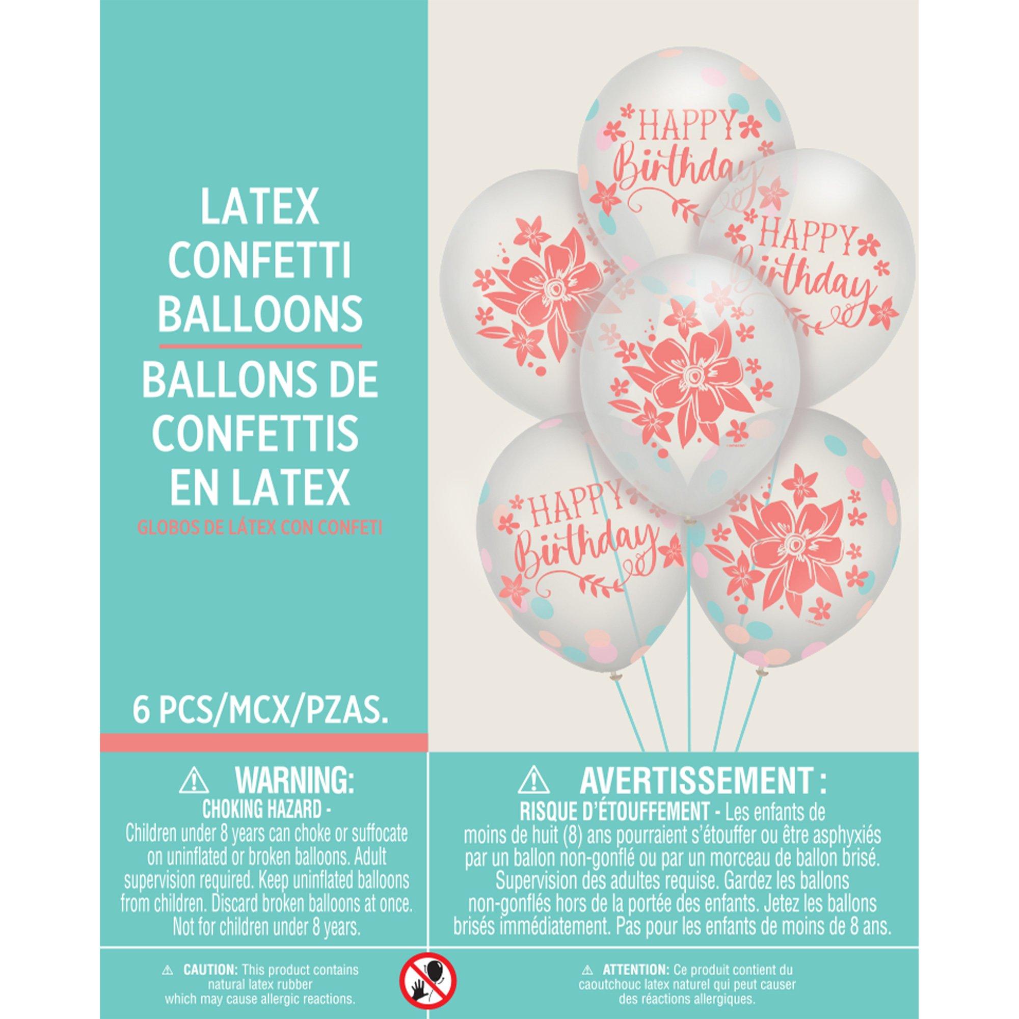 6ct. 12in. Free Spirit Boho Birthday Confetti Latex Balloons - Image 3