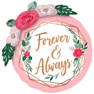 Rose Gold Geometric Floral Garland Forever & Always Foil Balloon. 36in