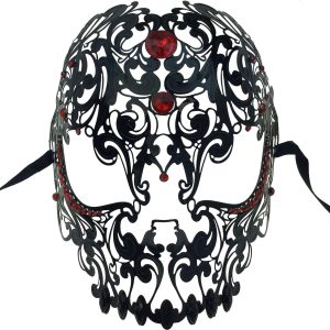 Filigree Black Skull Metal Mask