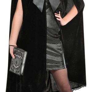 Lace-Lined Hooded Cape with Oversized Bow