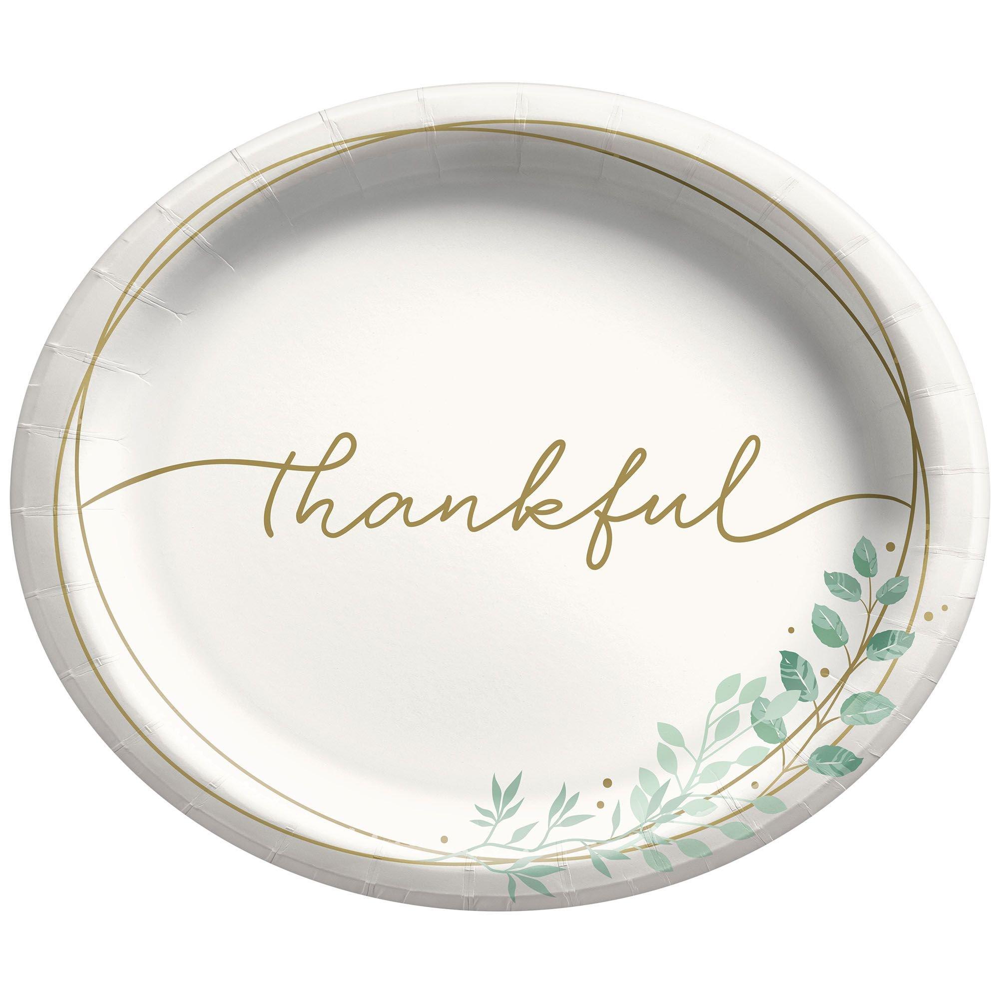 Simply Thankful Oval Paper Dinner Plates. 12in. 20ct
