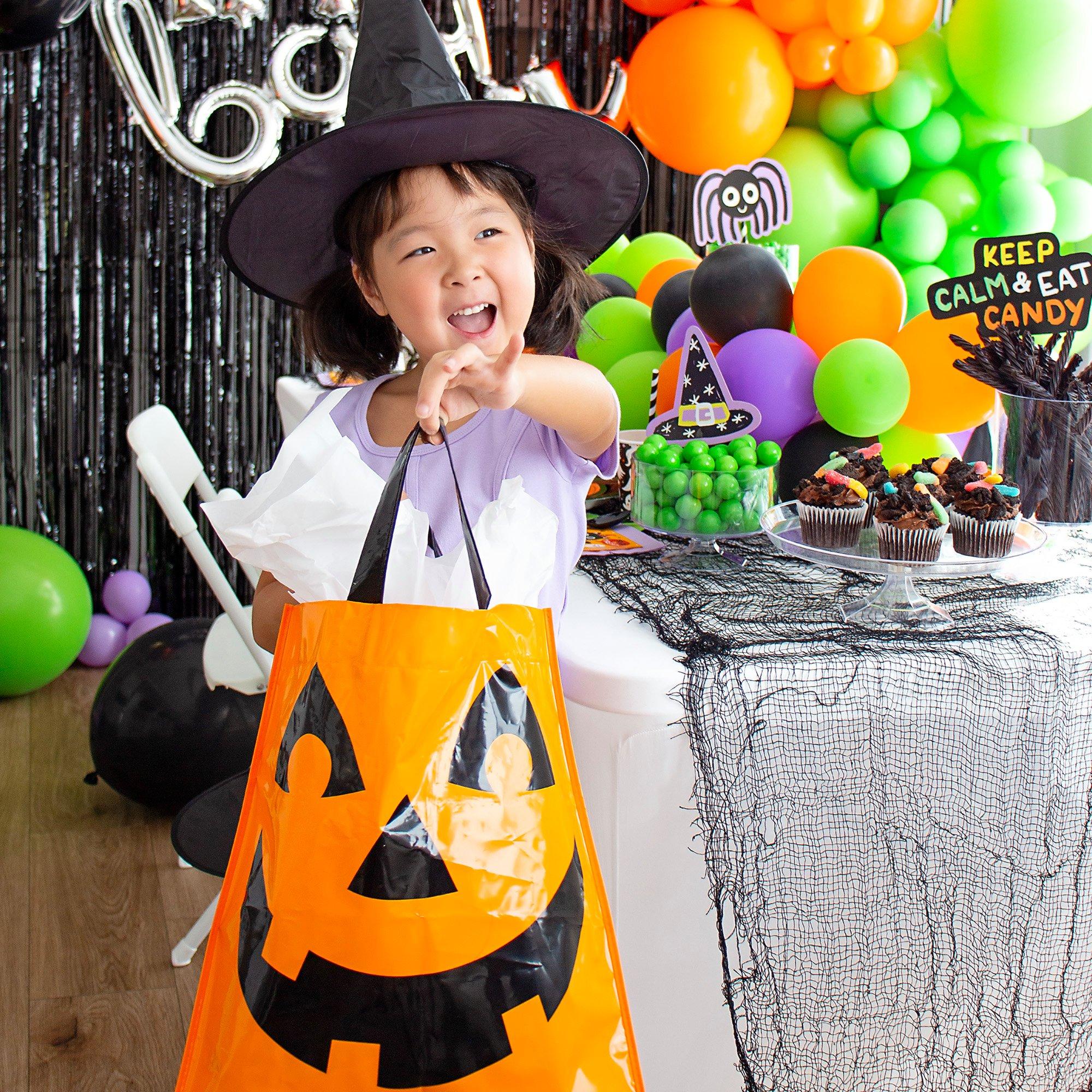 Jack-o'-Lantern Plastic Trick-or-Treat Bag. 14in x 15.5in - Image 2
