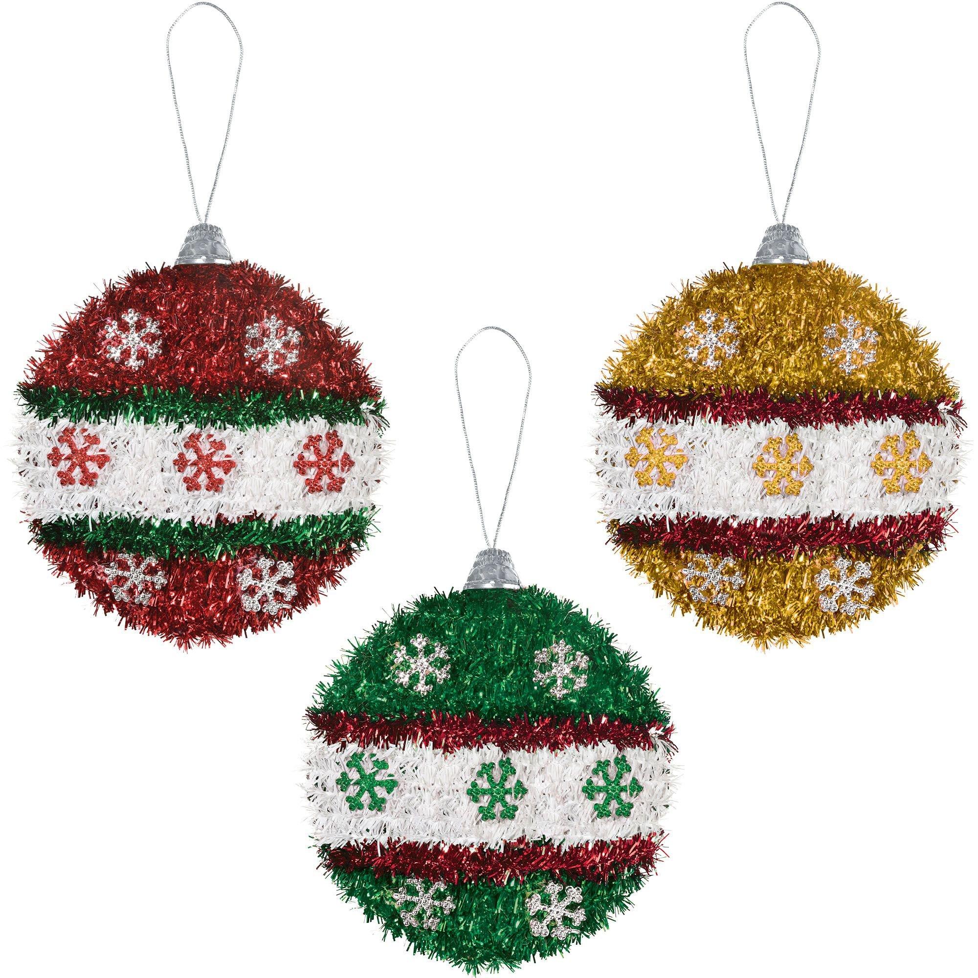 3D Tinsel Christmas Ornament. 5.25in x 6in