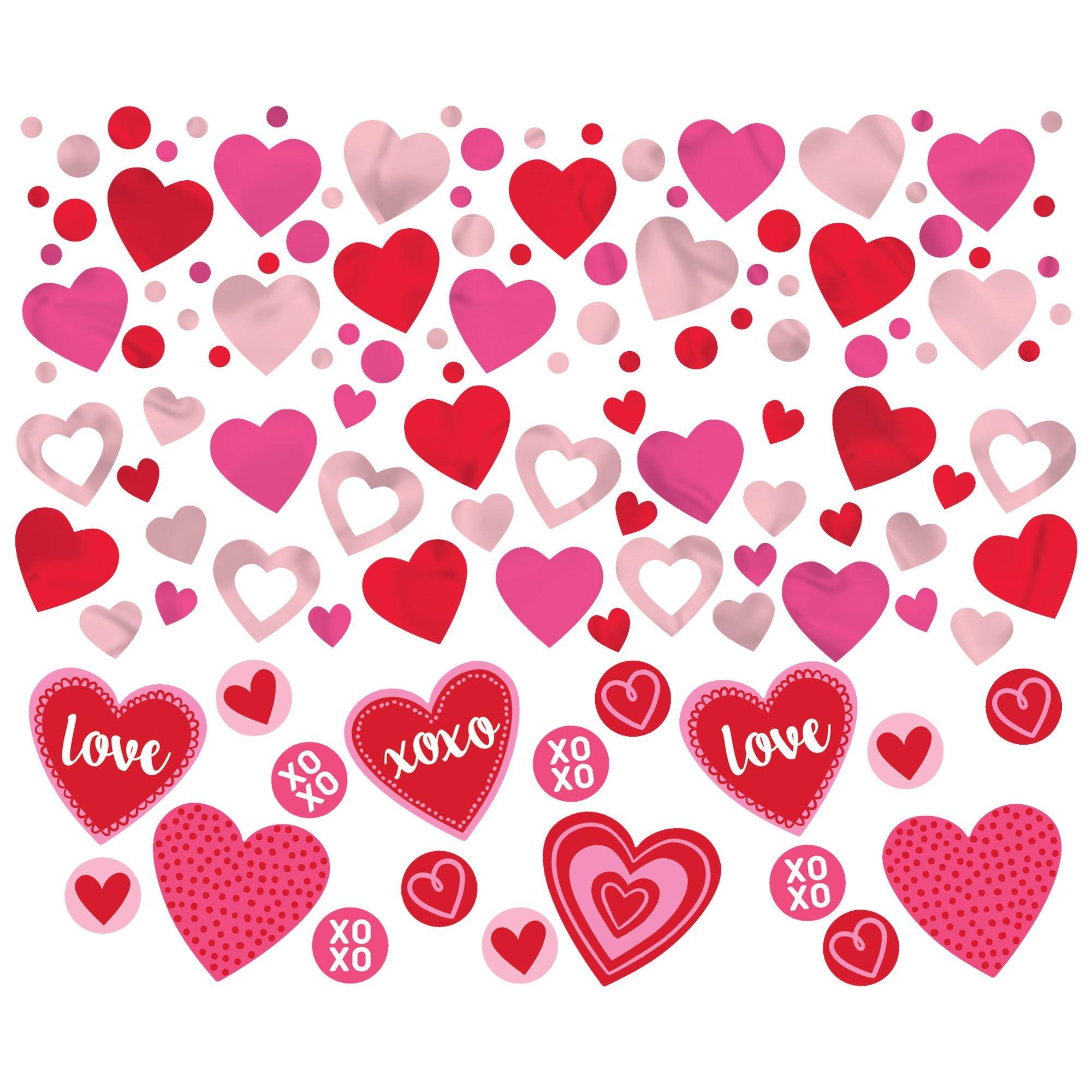 Pink. Red & White Heart Confetti. 1.2oz