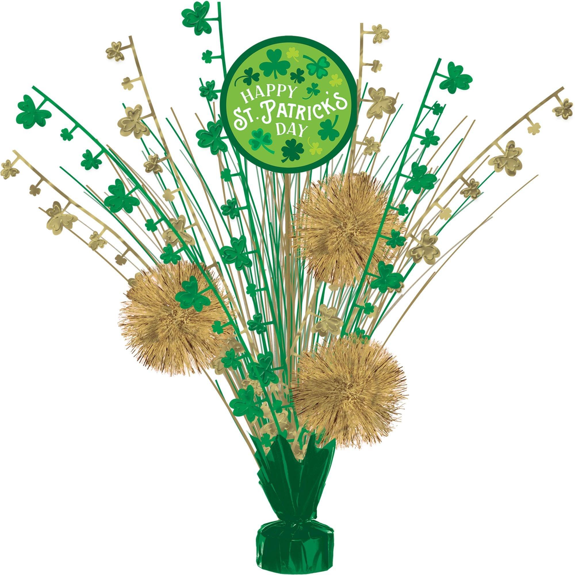 St. Patrick's Day Pom-Pom Foil & Plastic Spray Centerpiece. 18in