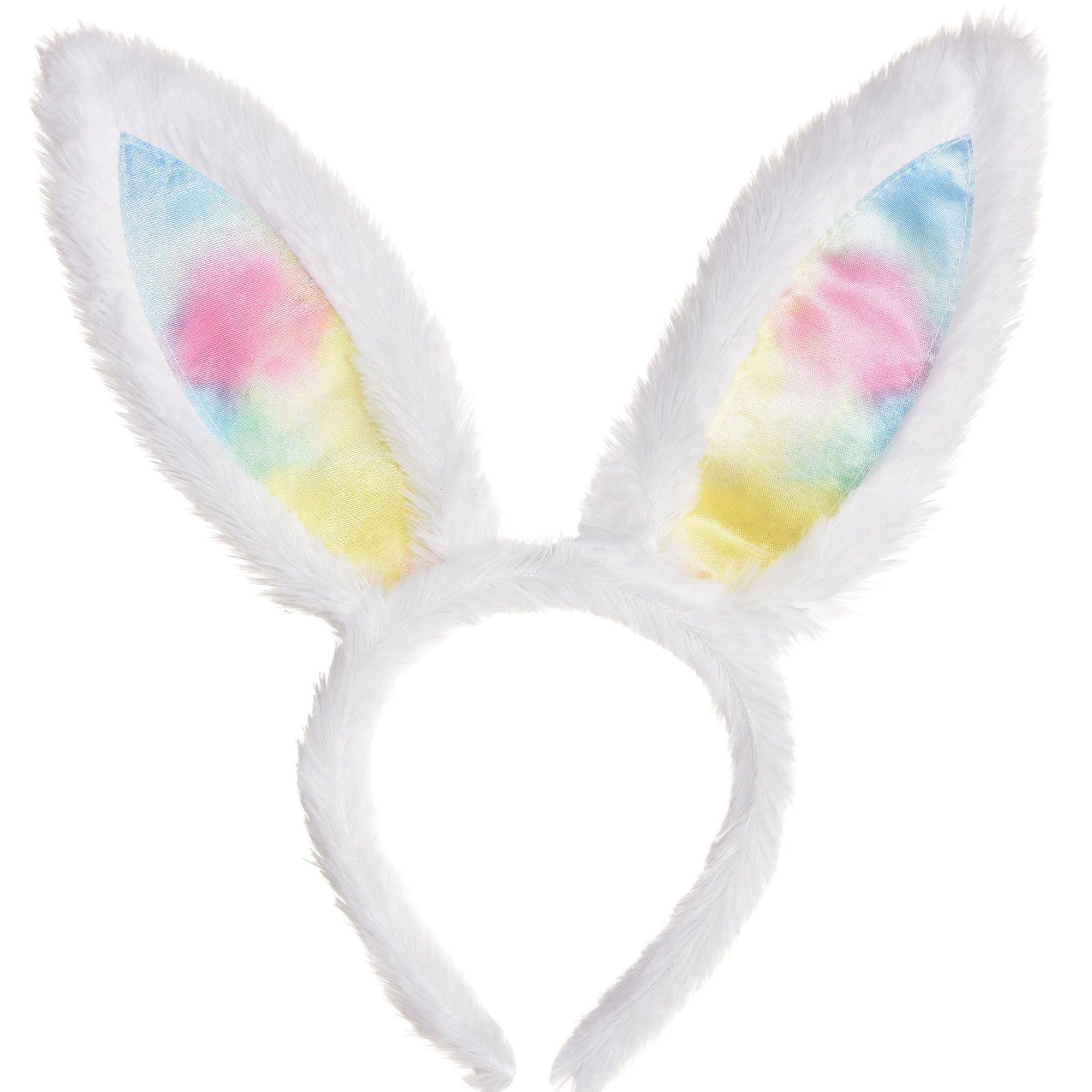 Rainbow Bunny Ears Fabric & Plastic Headband. 5in x 11in