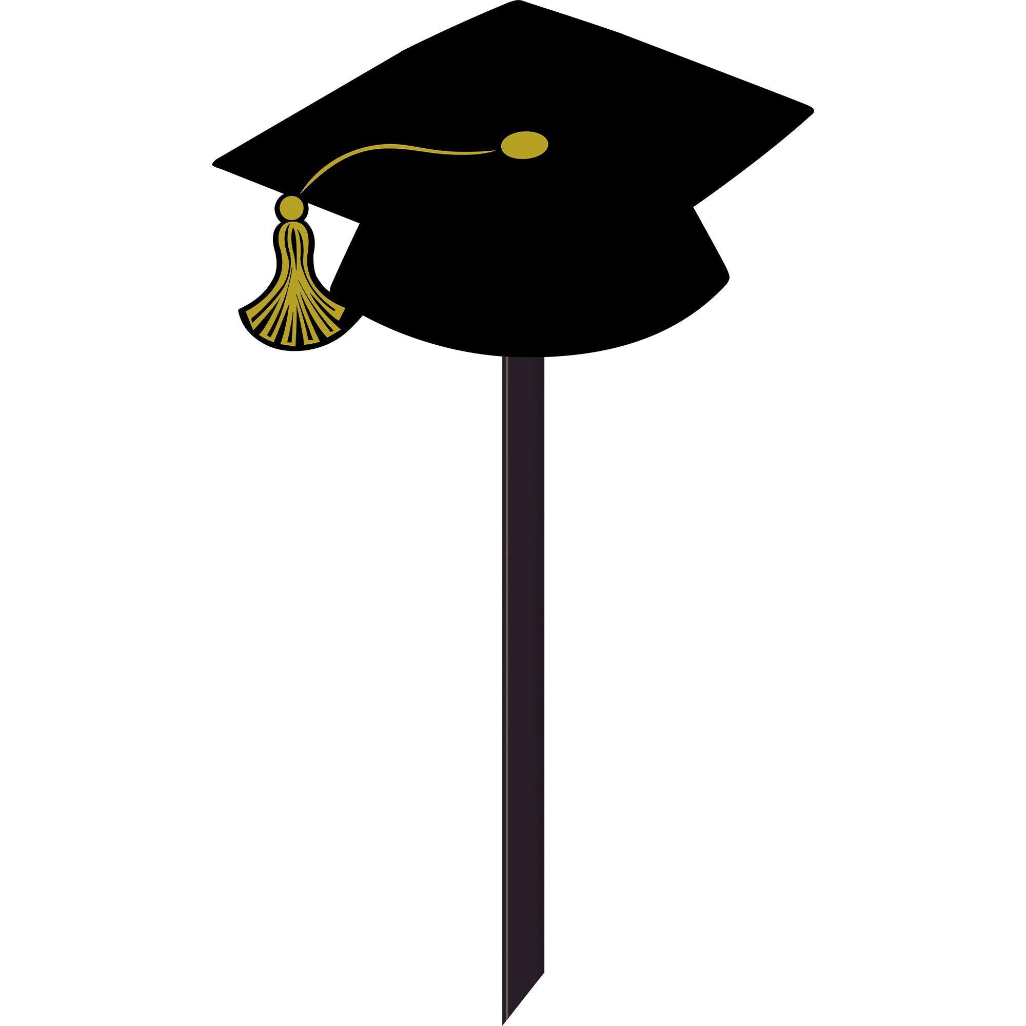 Black Graduation Cap Plastic Yard Sign. 13.6in x 29.75in - Image 2