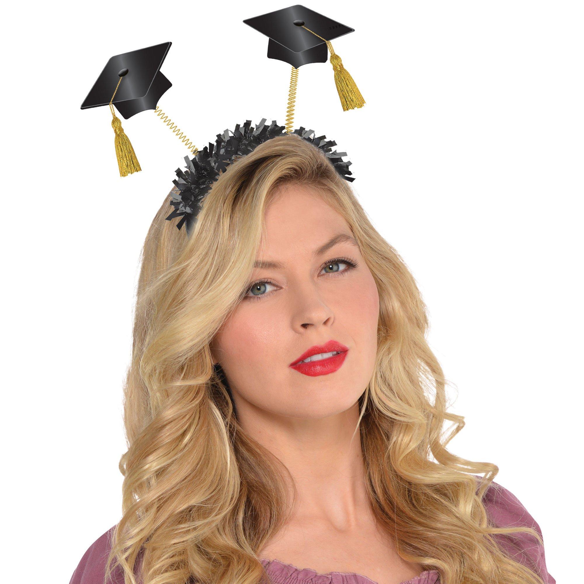 Grad Caps Fabric & Tinsel Head Bopper. 9.3in x 9.6in - Image 2