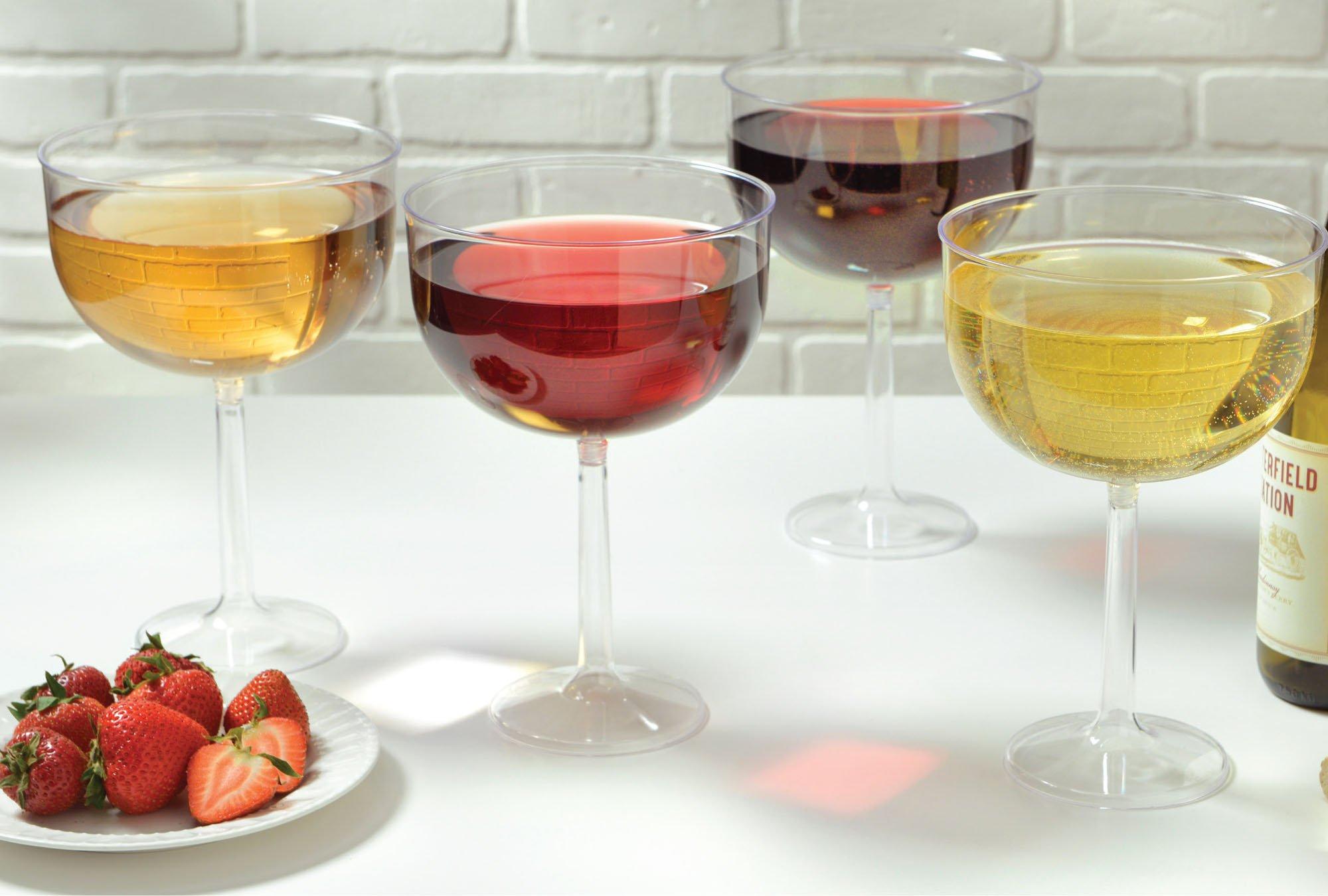 Jumbo Clear Plastic Wine Glasses. 47oz. 4ct