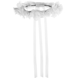 White Flower Girl Head Wreath. 6in