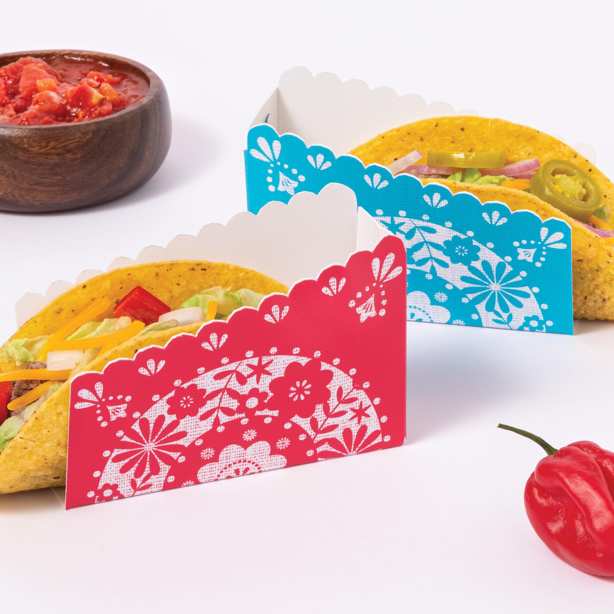 Fiesta Viva la Party Cardstock Taco Holders. 3.2in x 4.7in. 12ct