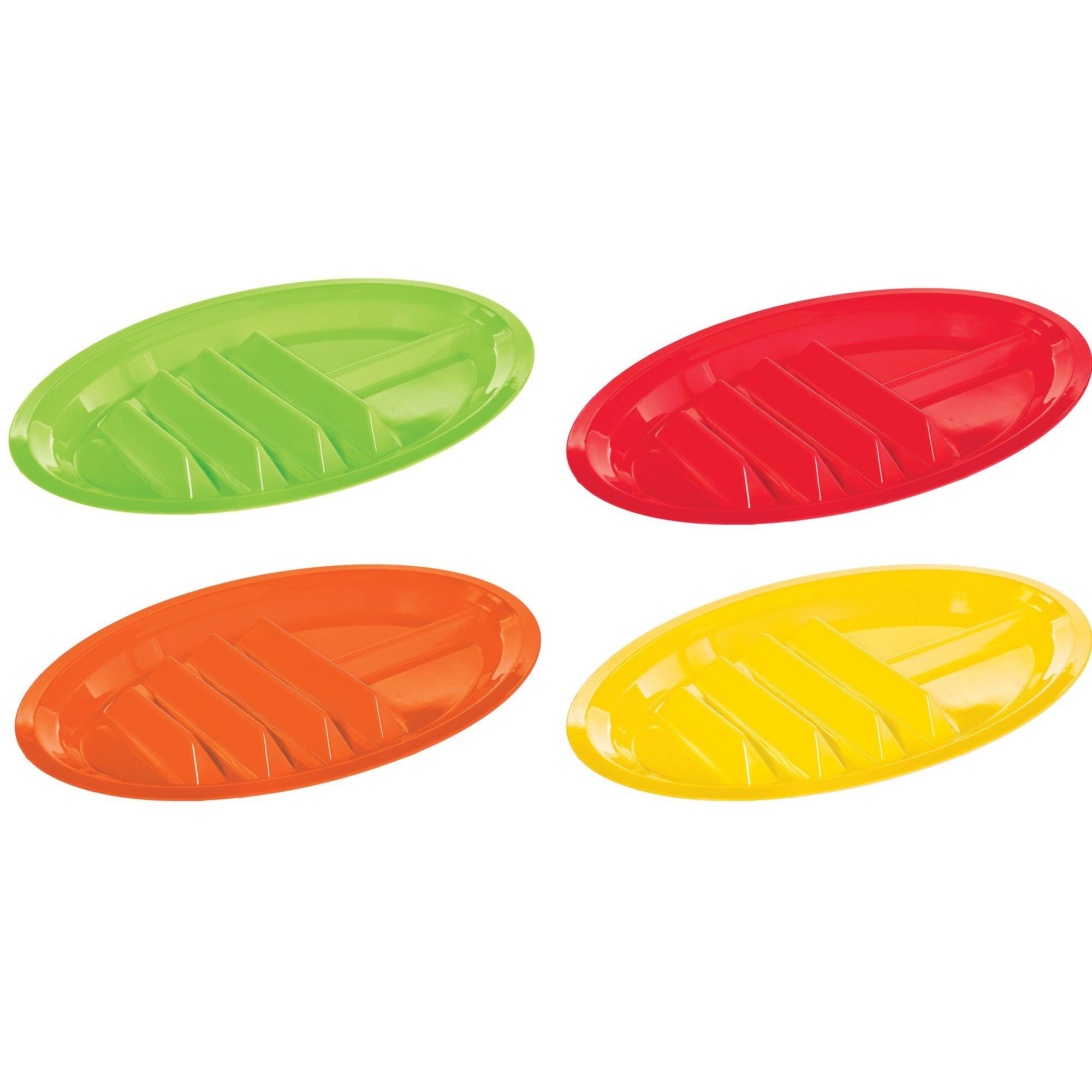Fiesta Viva la Party Plastic Divided Plates. 12.8in x 8.6in. 4ct