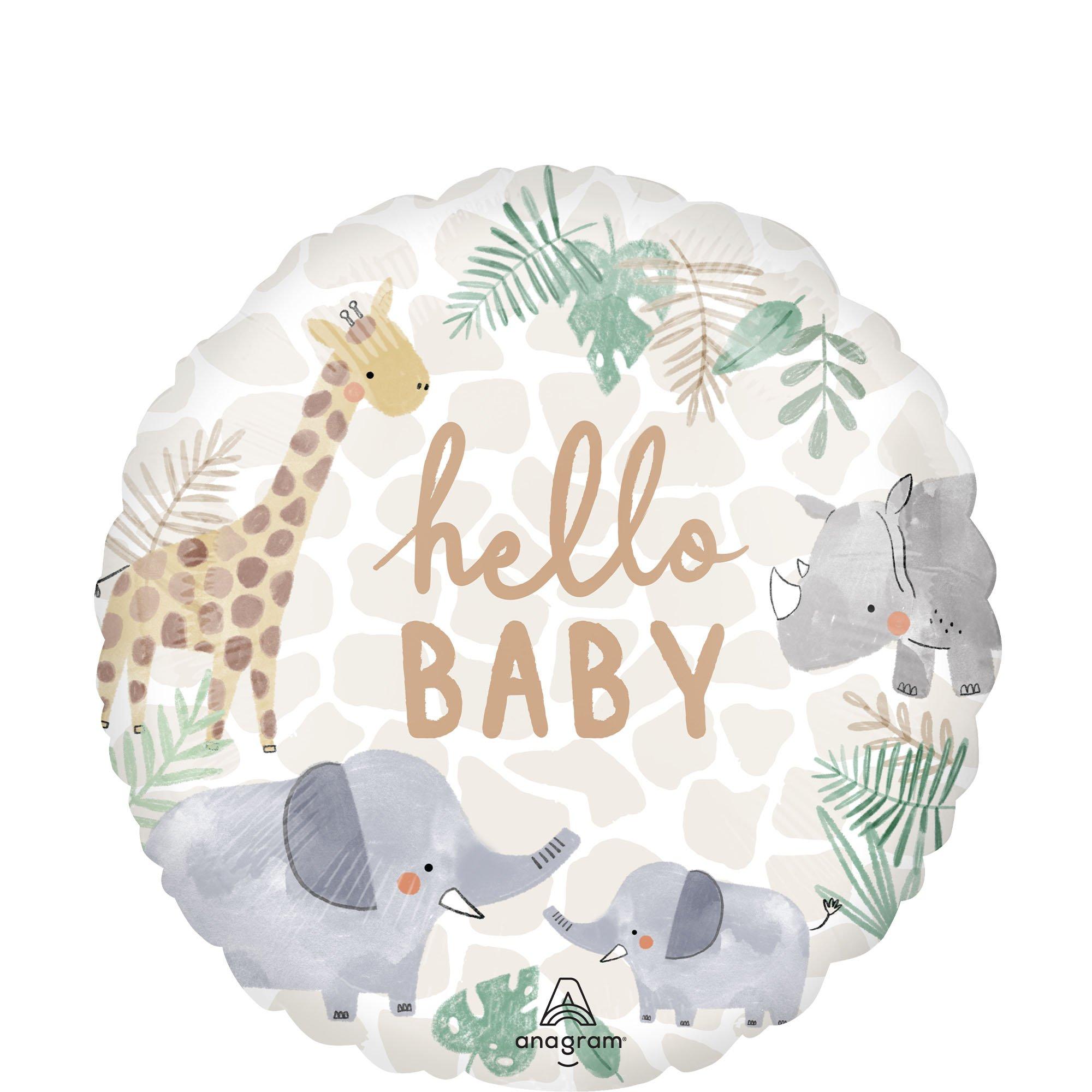 Hello Baby Soft Jungle Round Foil Balloon. 18in - Image 2