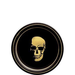 Metallic Glam Boneyard Paper Dessert Plate. 7in. 8ct