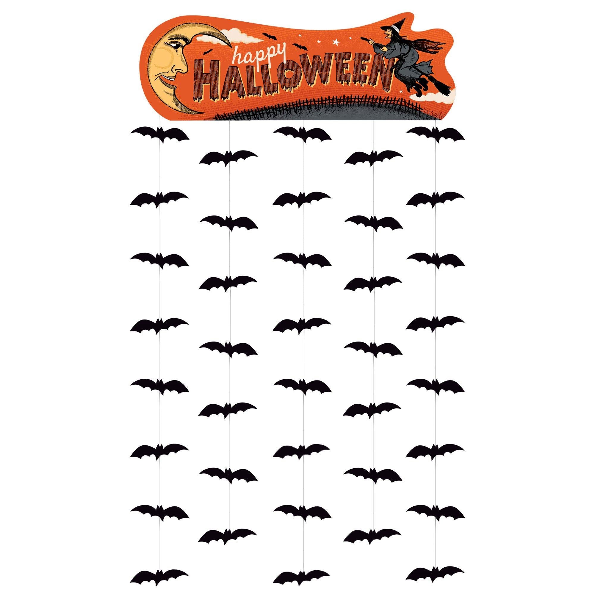 Vintage Halloween Cardstock Door Curtain. 3.25ft x 6.41ft - Image 2