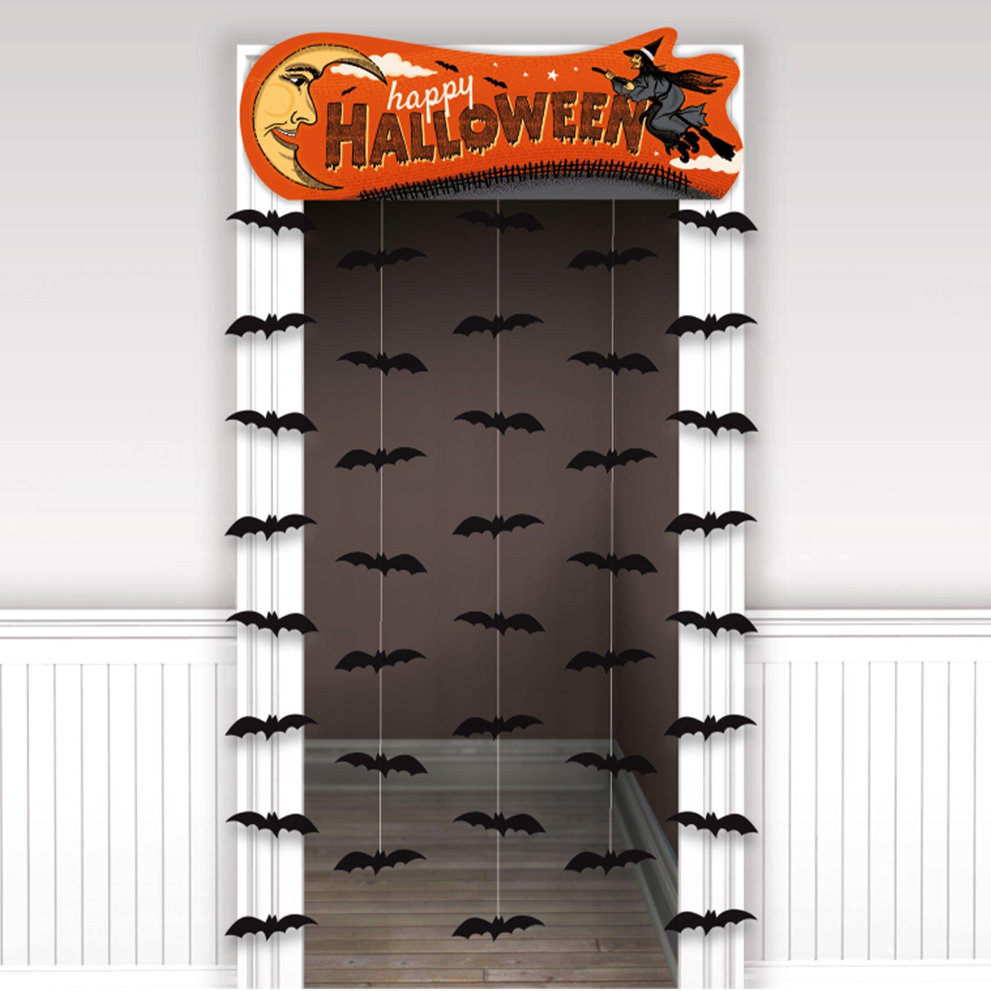 Vintage Halloween Cardstock Door Curtain. 3.25ft x 6.41ft