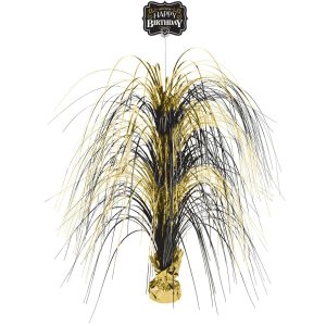 Black & Gold Better With Age Foil & Plastic Spray Centerpiece. 28in