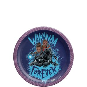 Black Panther Wakanda Forever Paper Dessert Plates. 7in. 8ct