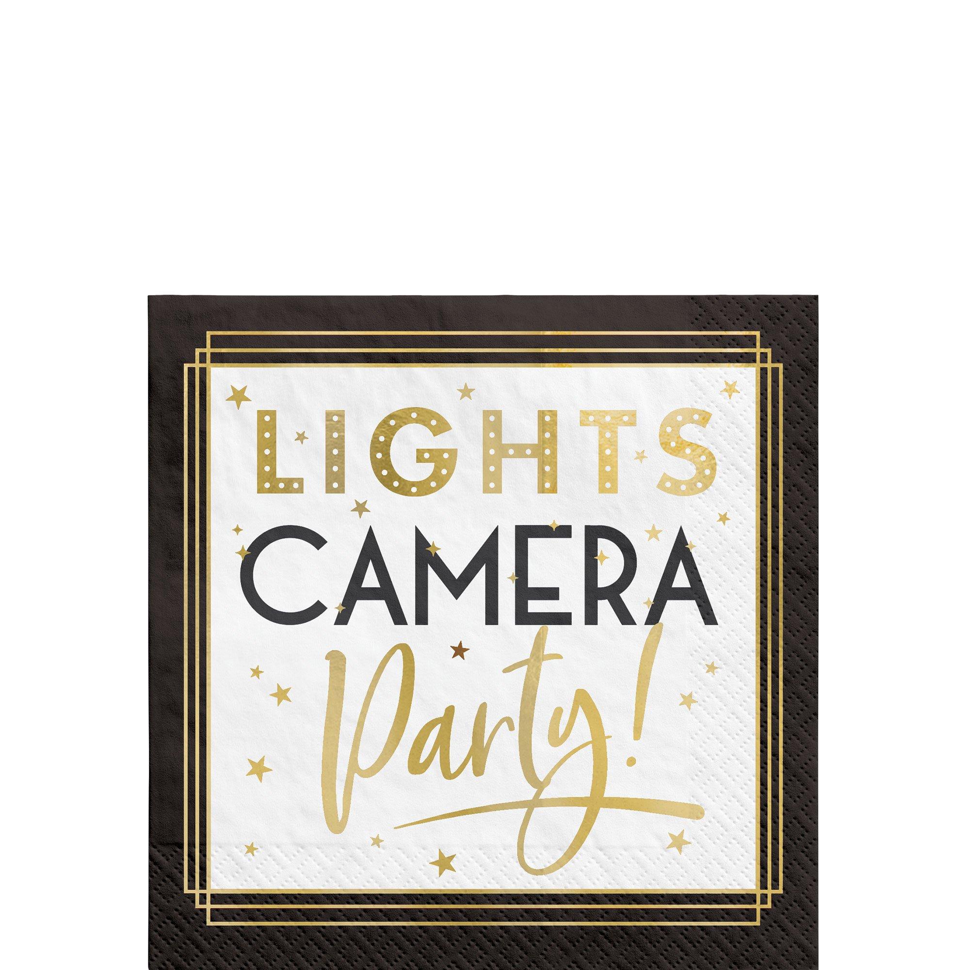 Metallic Lights Camera Party Paper Beverage Napkins. 5in. 40ct - Awards Night