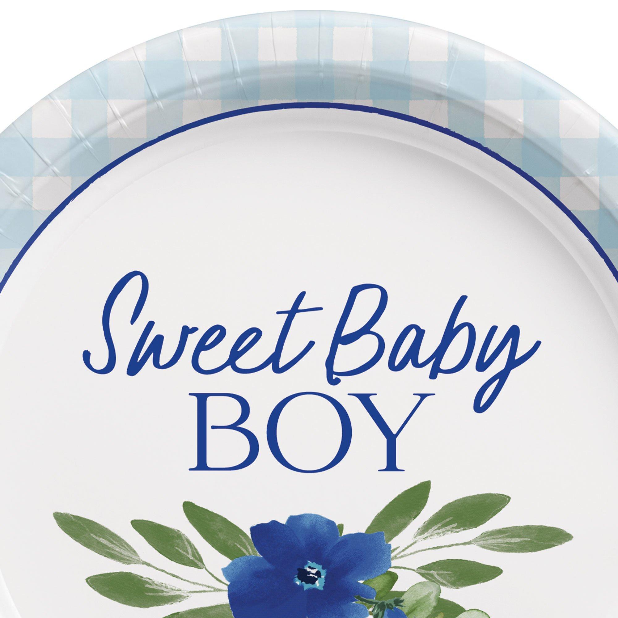 Sweet Baby Boy Baby in Bloom Baby Shower Paper Dessert Plates. 7in. 8ct - Image 2