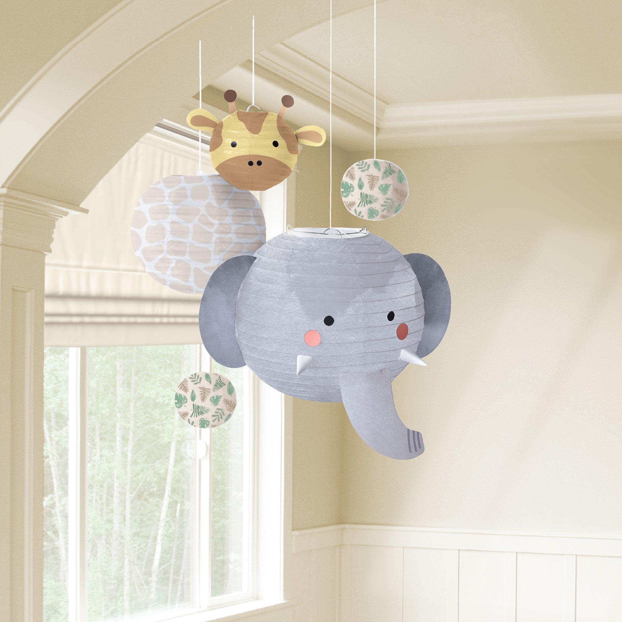Soft Jungle Baby Shower Paper Lanterns. 5ct