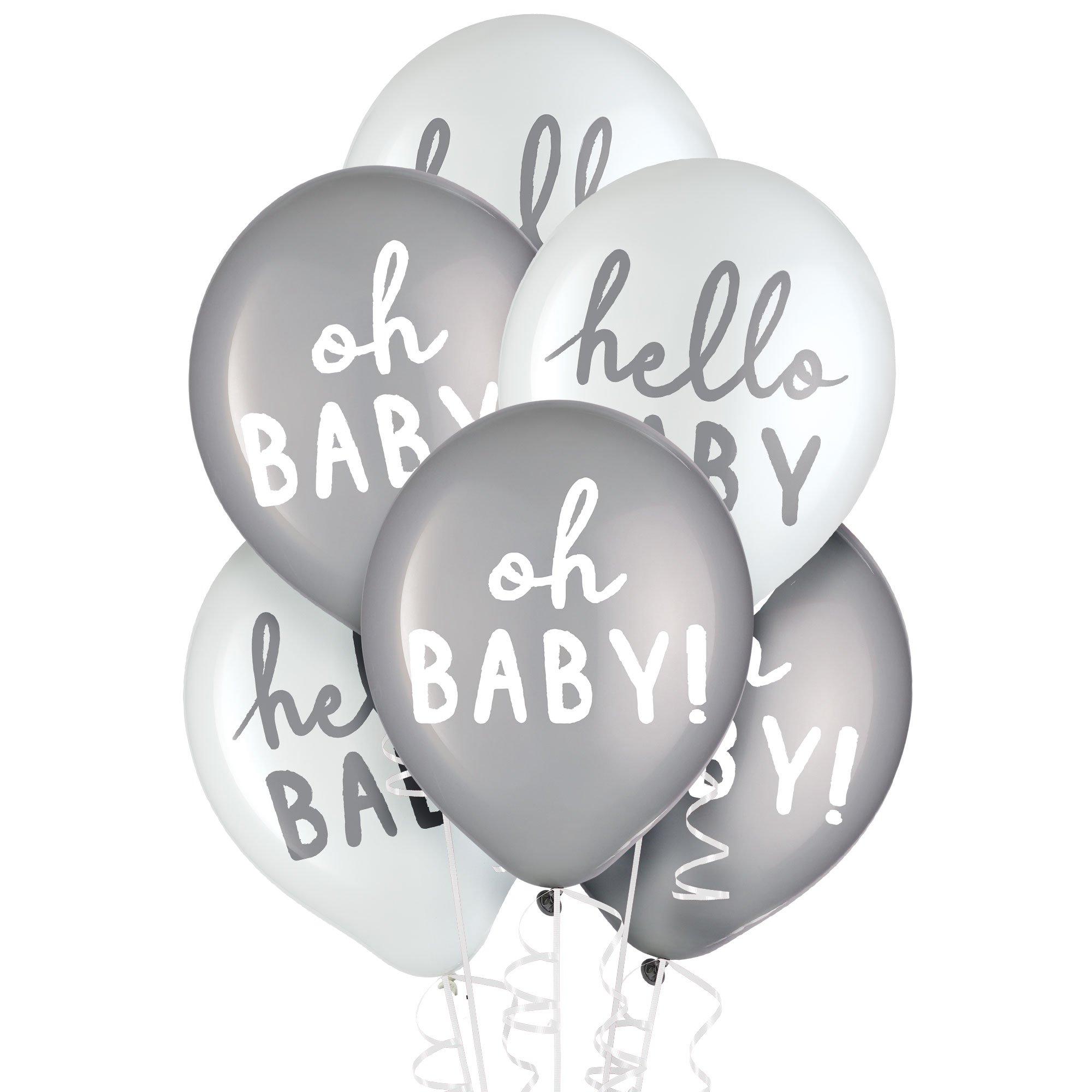 15ct. 12in. Silver & White Soft Jungle Baby Shower Latex Balloons - Image 2