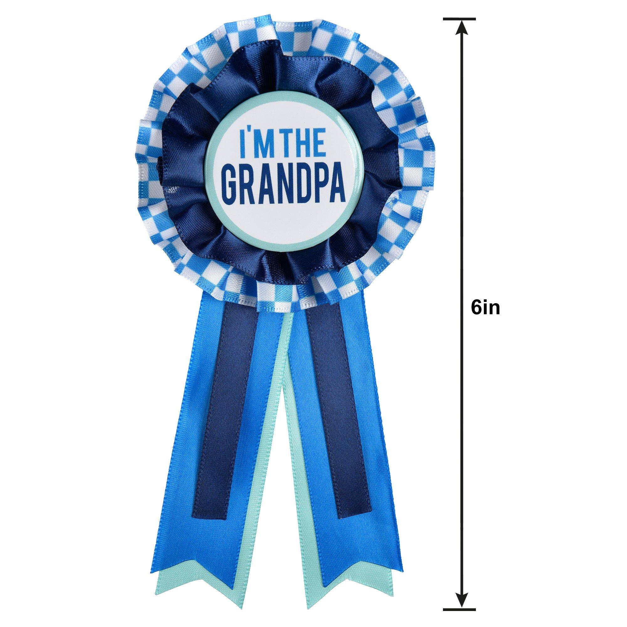 Blue & White I'm the Grandpa Baby Shower Award Ribbon - Image 2