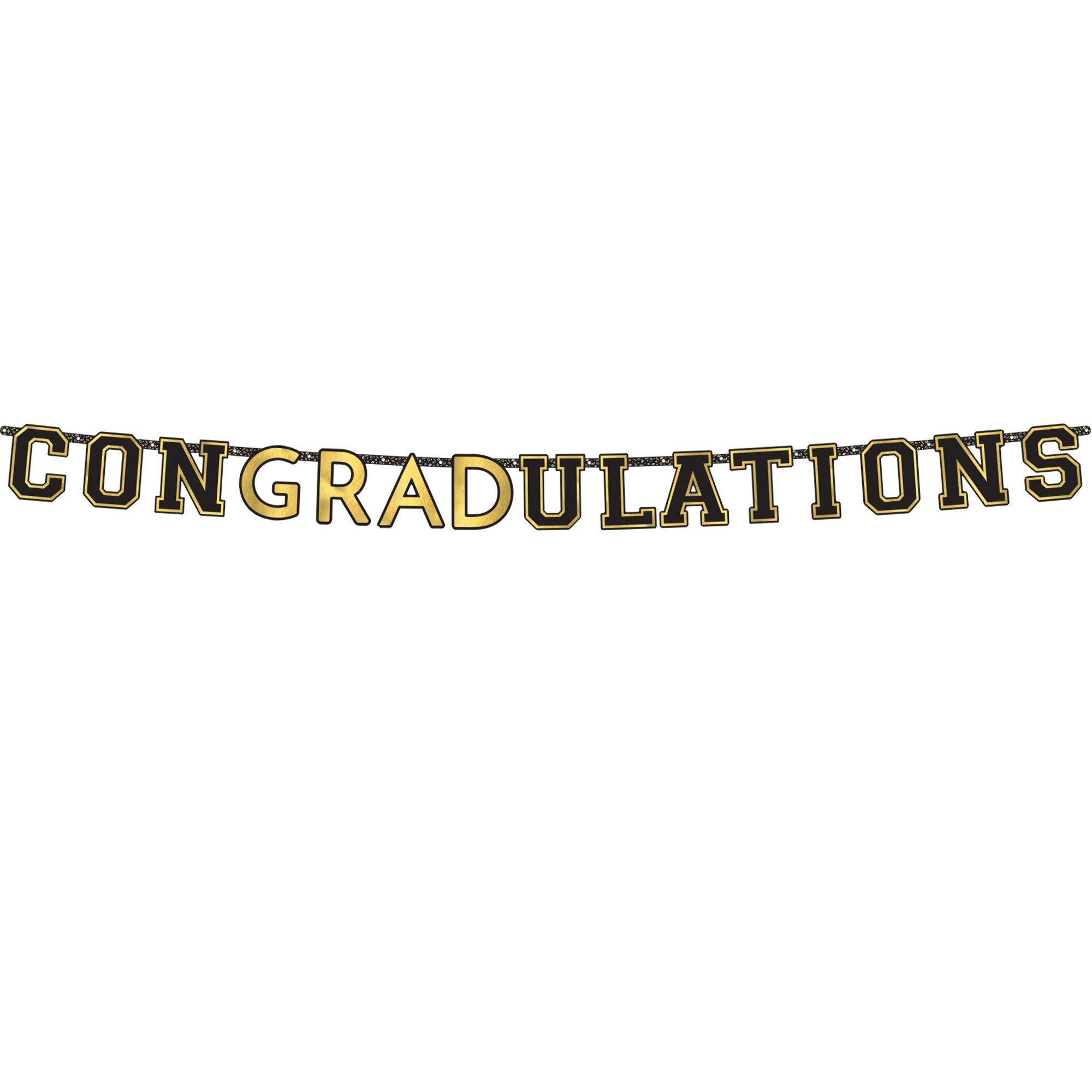 Black & Gold ConGRADulations Graduation Letter Banner. 10.85ft