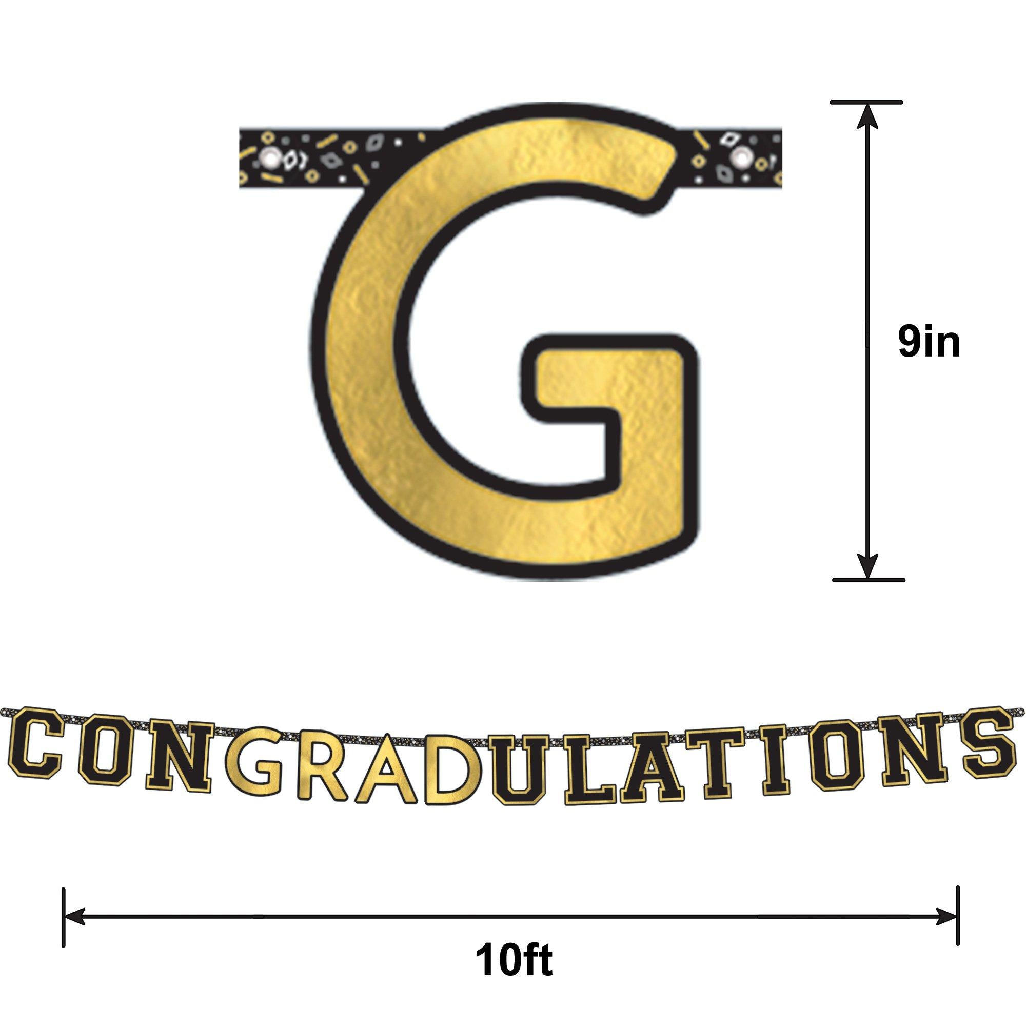 Black & Gold ConGRADulations Graduation Letter Banner. 10.85ft - Image 3