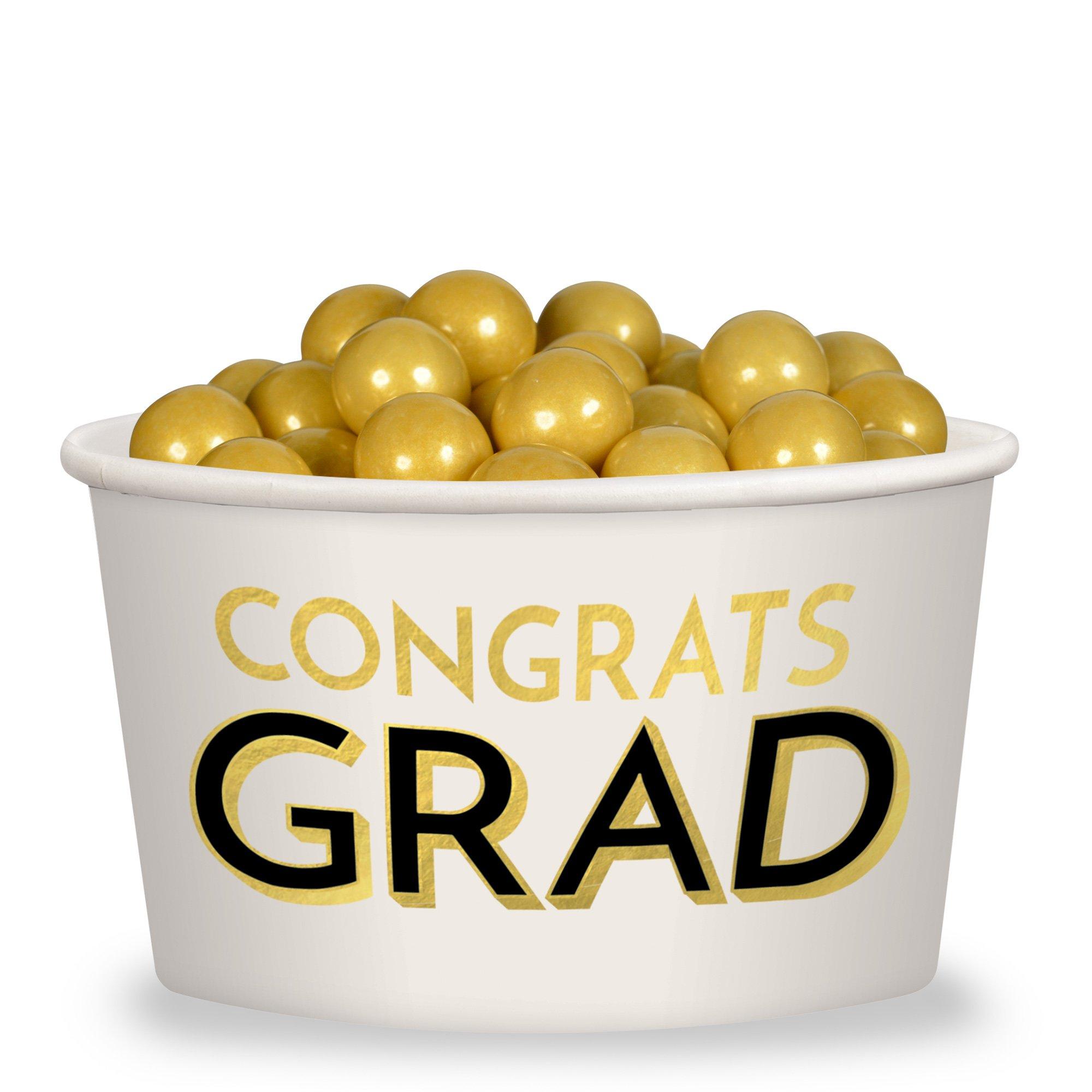Black & Gold Congrats Grad Paper Treat Cups. 9.5oz. 8ct - Image 2