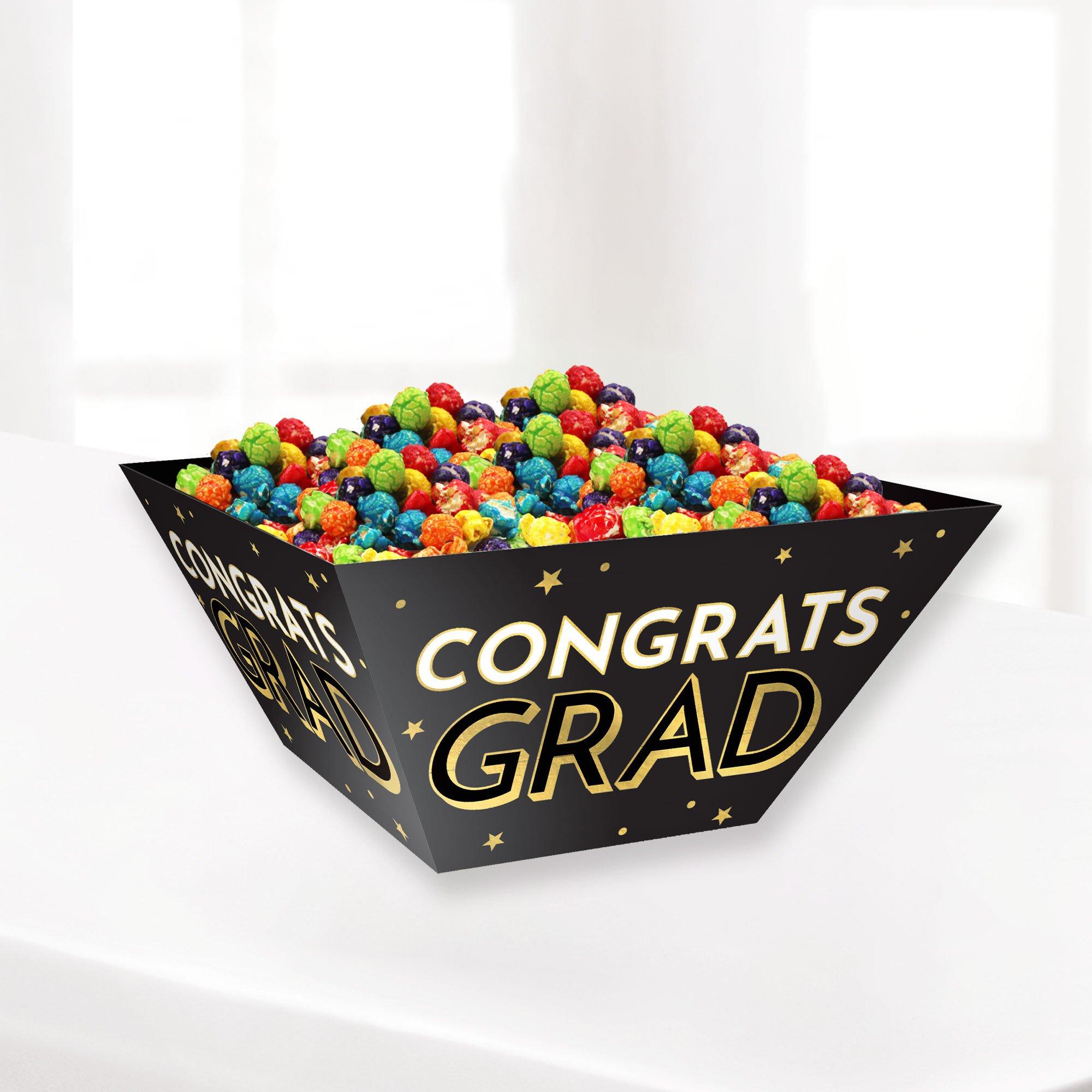 Black & Gold Congrats Grad Cardstock Snack Bowls. 12in. 3ct - Image 2