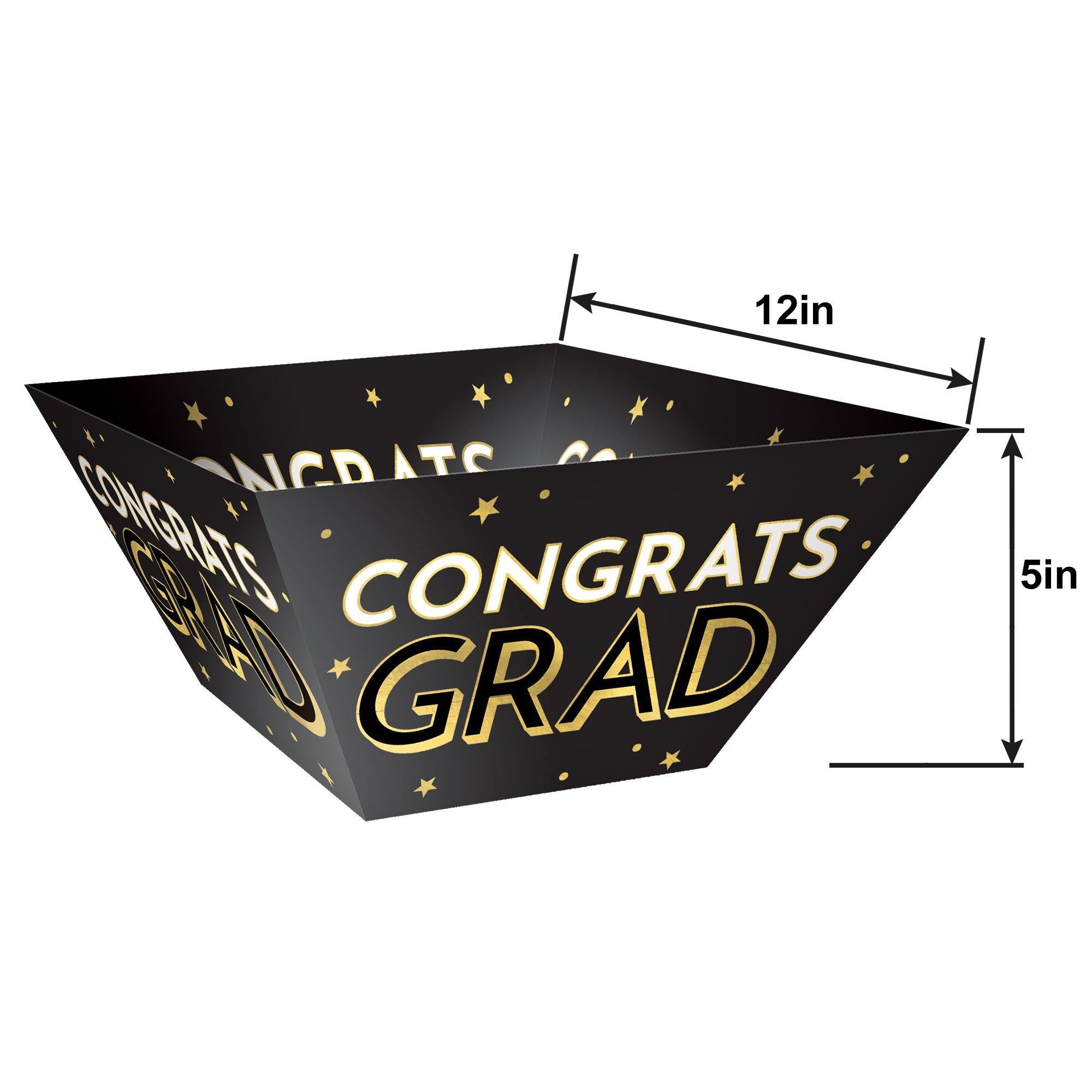 Black & Gold Congrats Grad Cardstock Snack Bowls. 12in. 3ct - Image 4