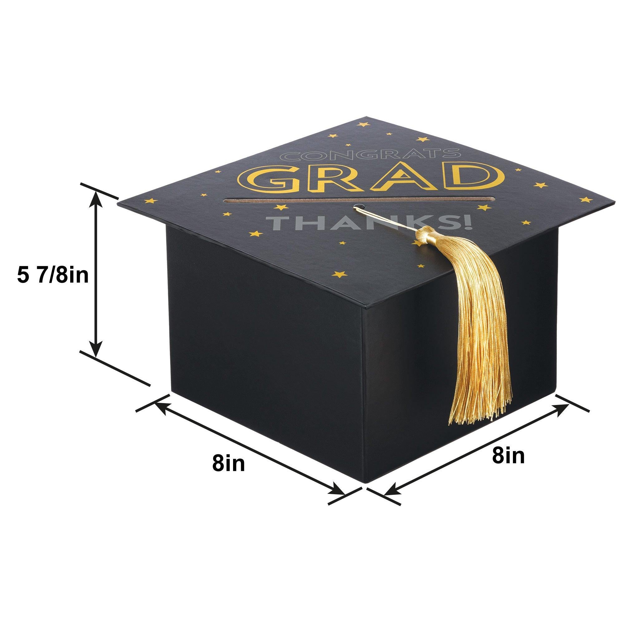 Black. Silver. & Gold Grad Cap Card Box. 8in x 5.83in - Image 3