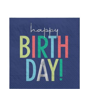 Happy Birthday Paper Lunch Napkins. 6.5in. 16ct - Modern Birthday