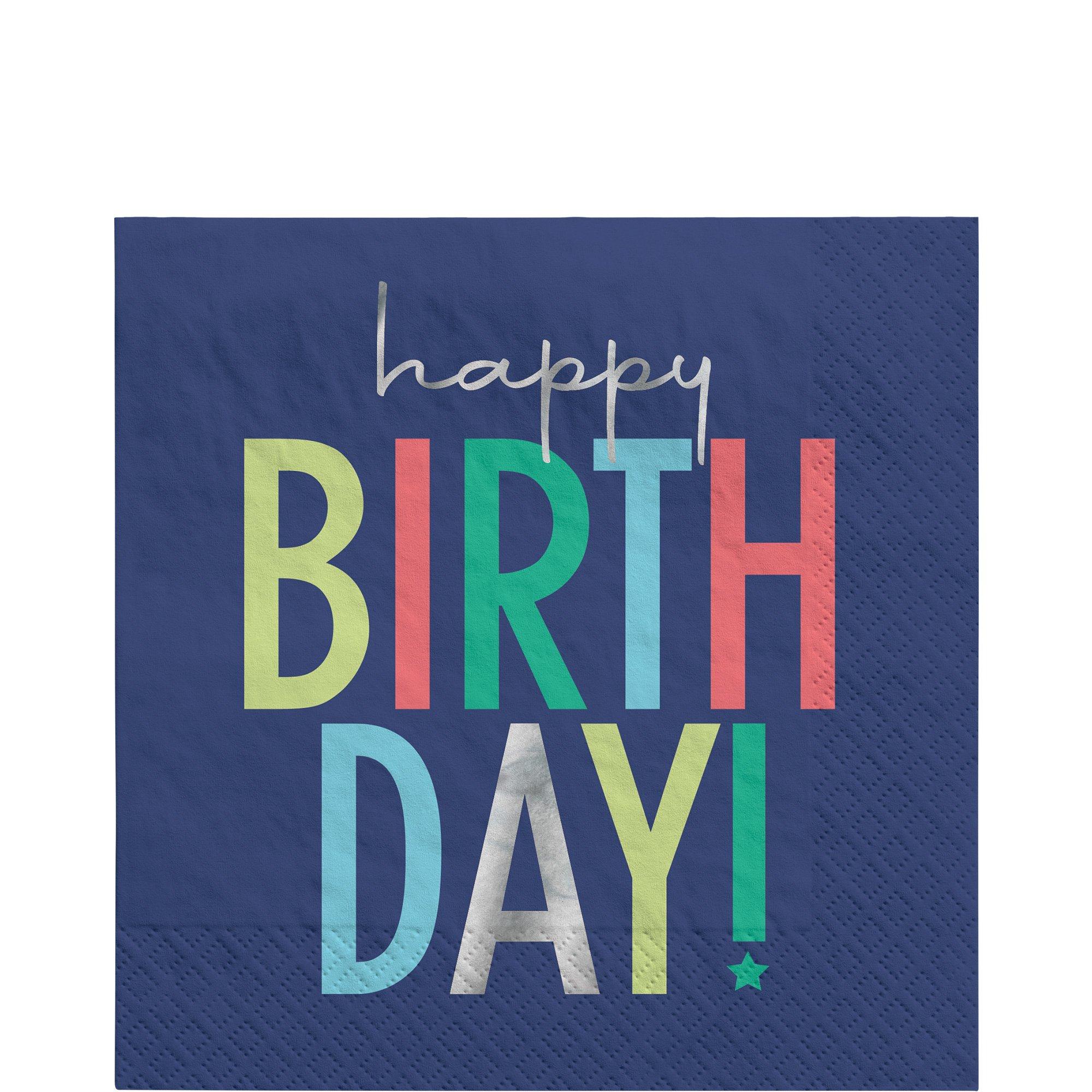 Happy Birthday Paper Lunch Napkins. 6.5in. 16ct - Modern Birthday