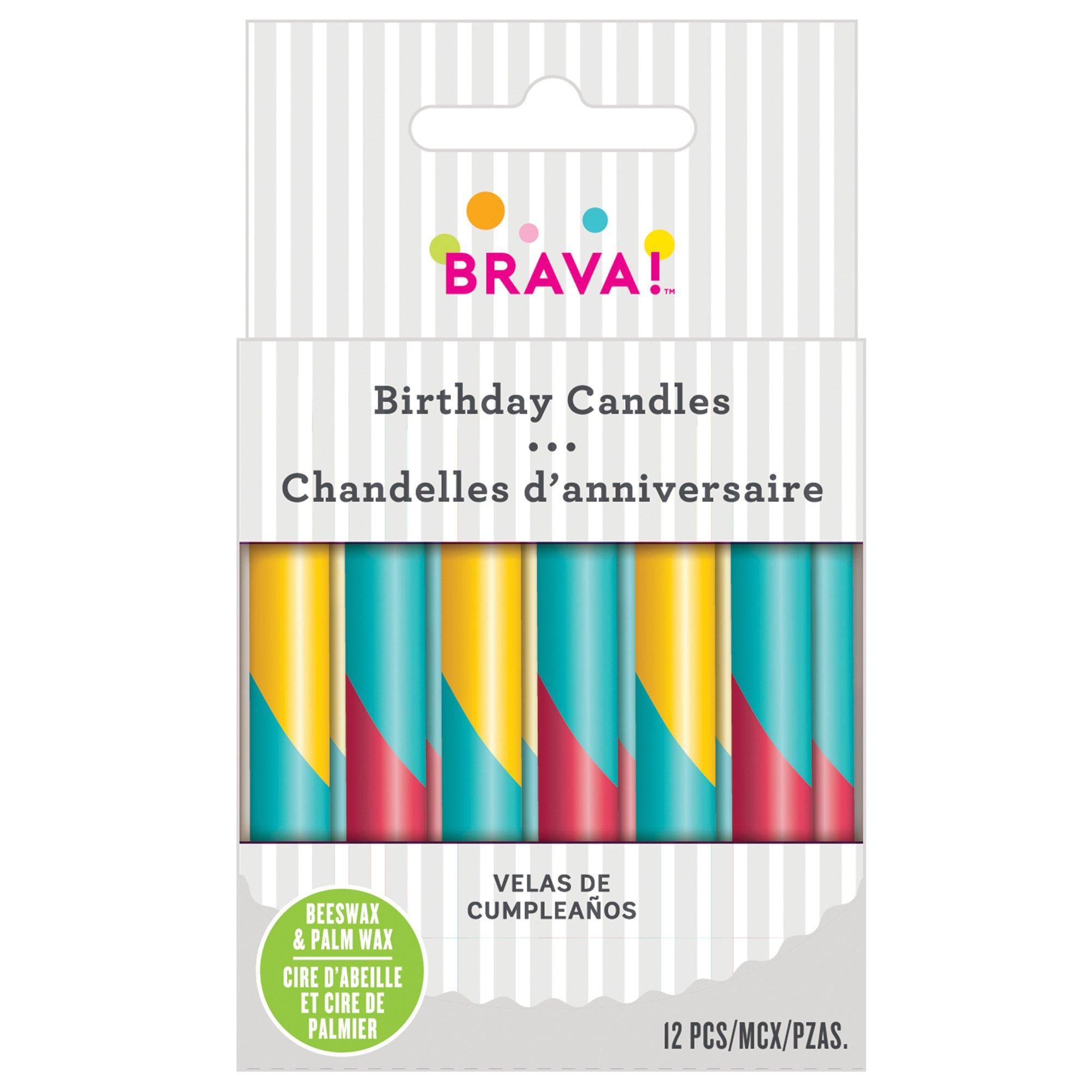 Mint & Yellow Dipped Beeswax & Palm Wax Birthday Candles. 3.25in. 12ct - Image 2