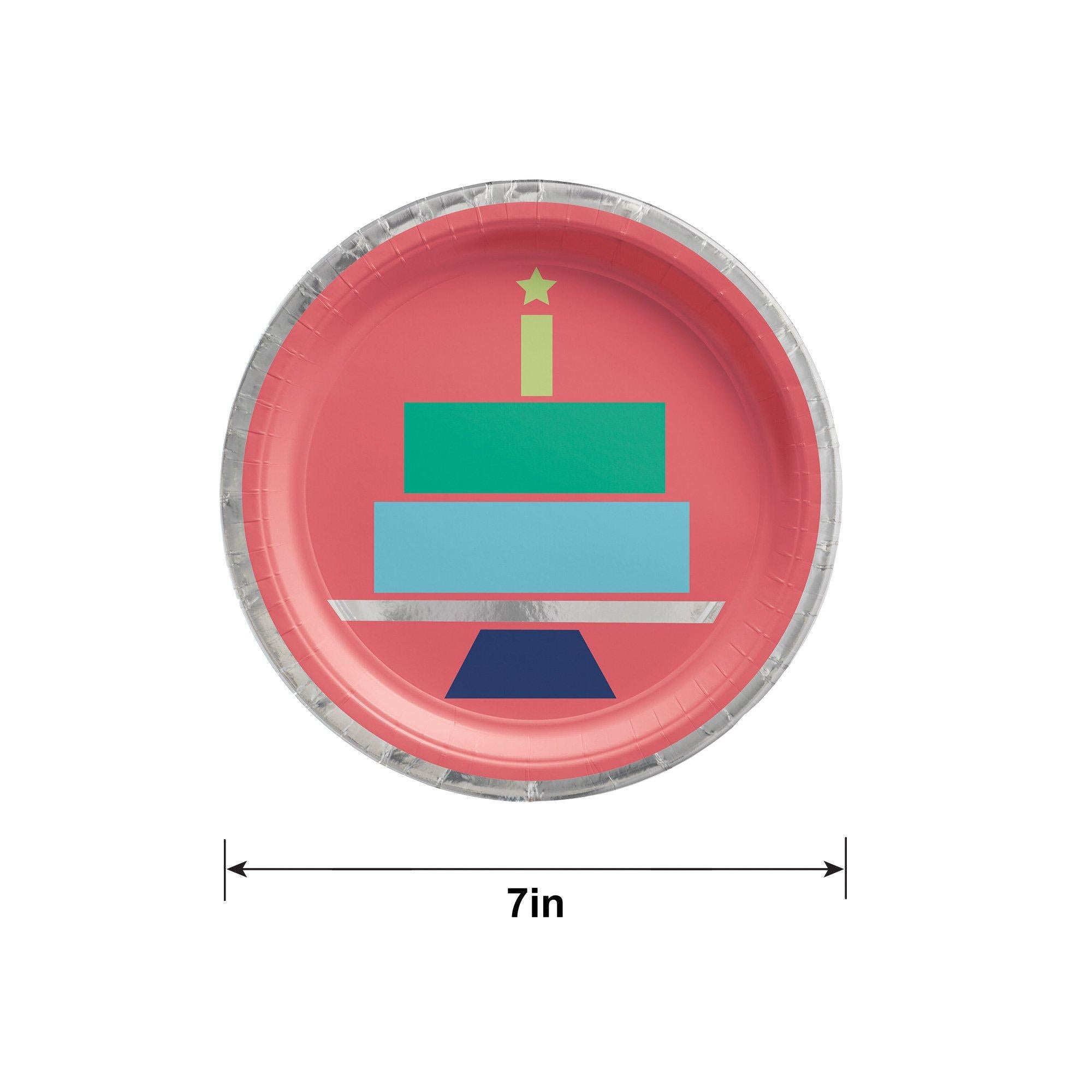 Modern Birthday Let's Eat Cake Paper Dessert Plates. 7in. 8ct - Image 2