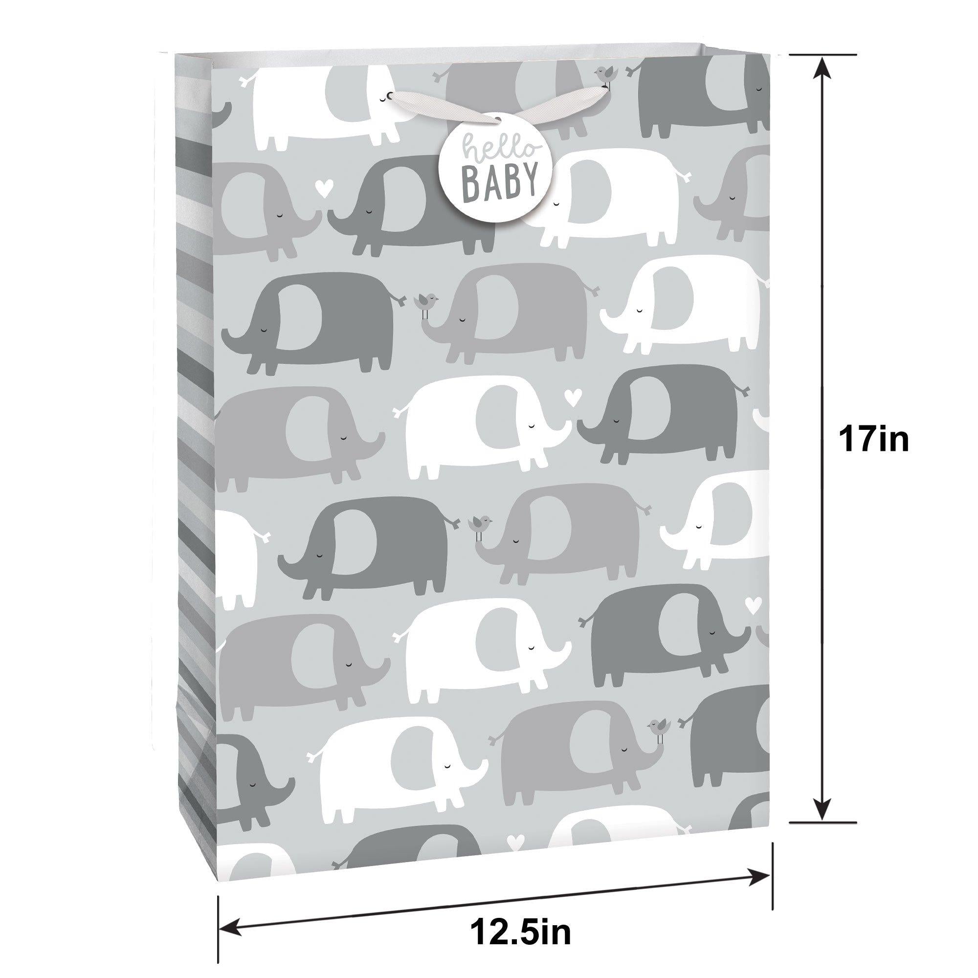 Extra Large Hello Baby Elephant Gift Bag .12.5in x 17in - Image 3