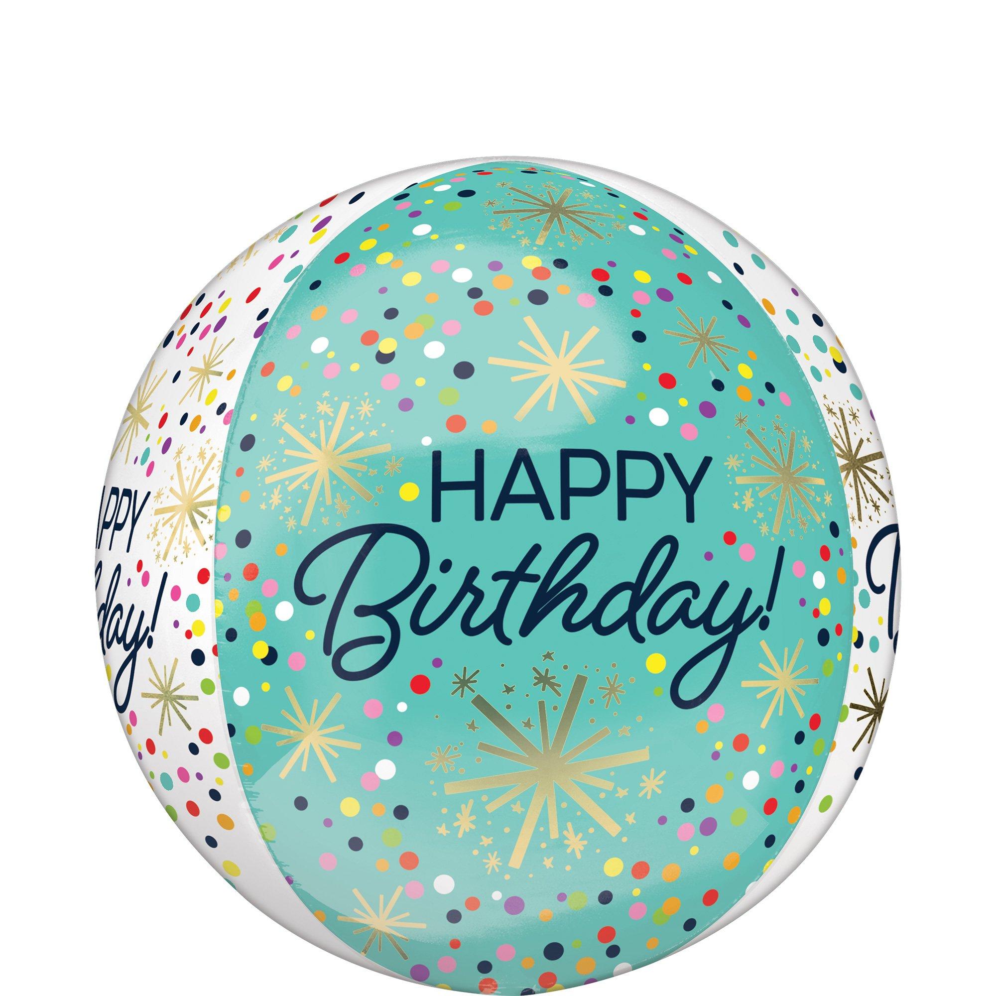 Confetti Sprinkle Happy Birthday Orbz Balloon. 15in x 16in - Image 2