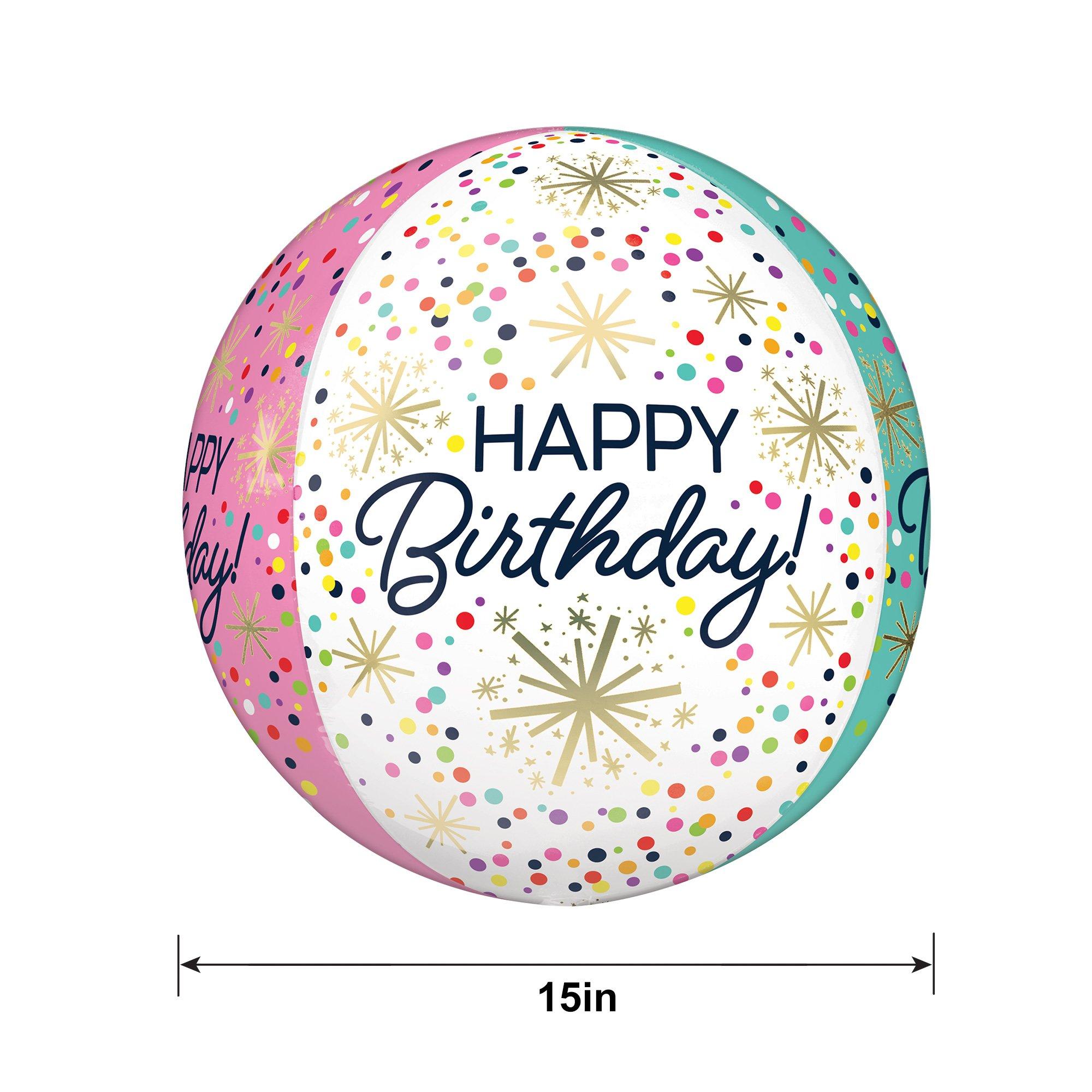 Confetti Sprinkle Happy Birthday Orbz Balloon. 15in x 16in - Image 4