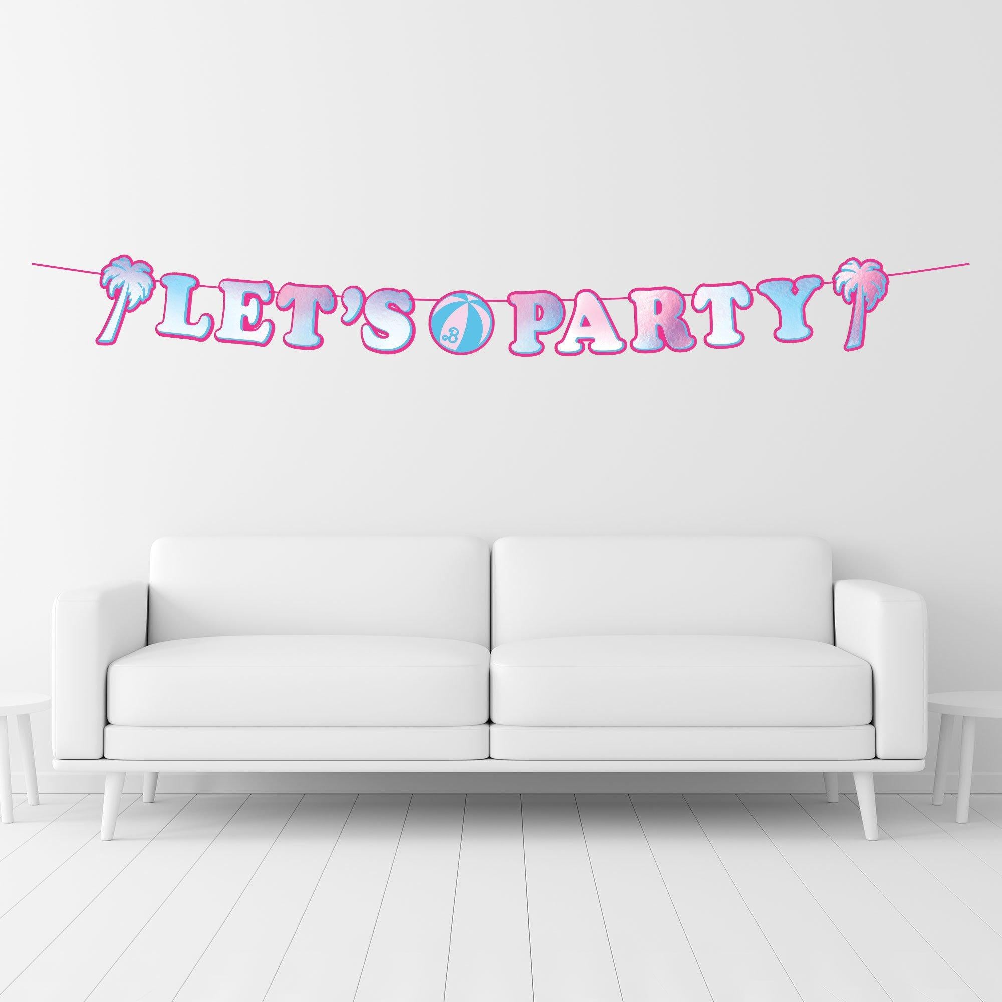 Metallic Malibu Barbie Cardstock Letter Banner. 12ft - Image 2