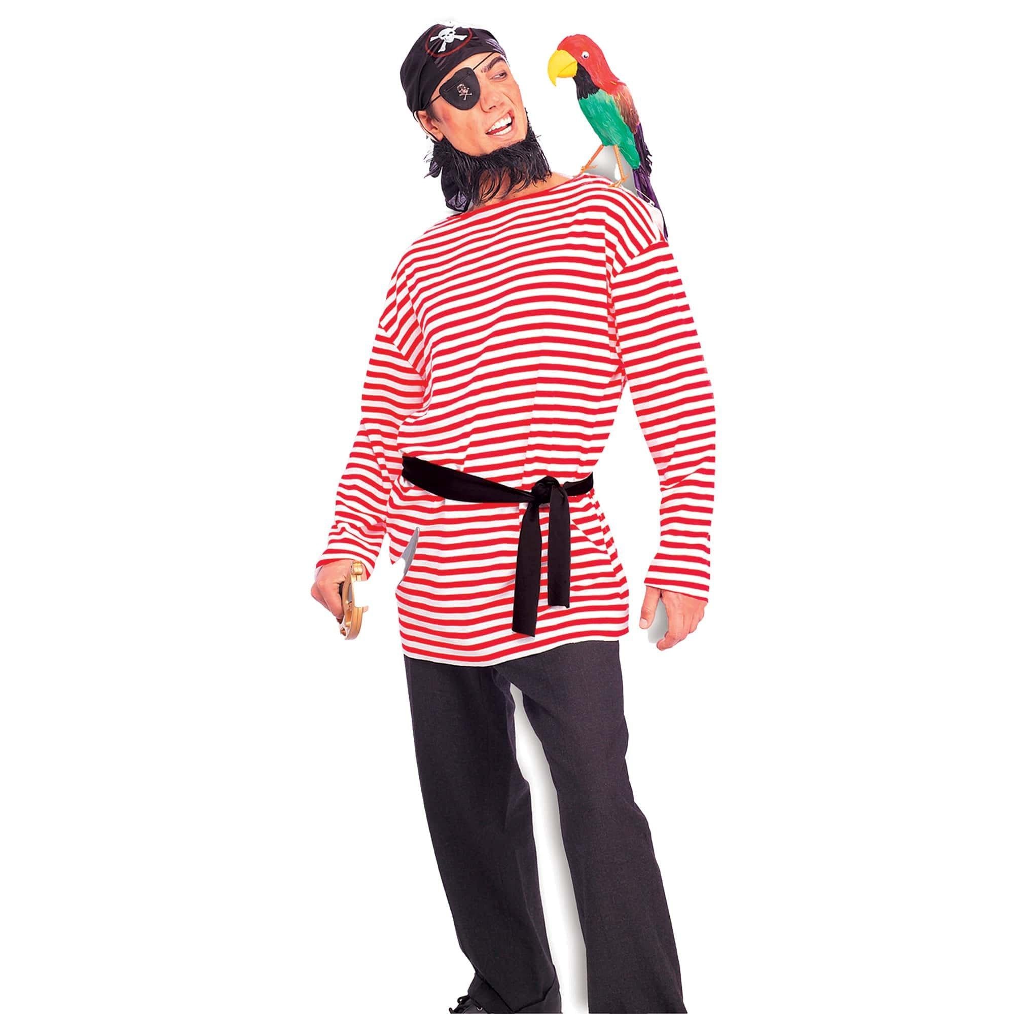 Red and White Striped Pirate Shirt – Adult