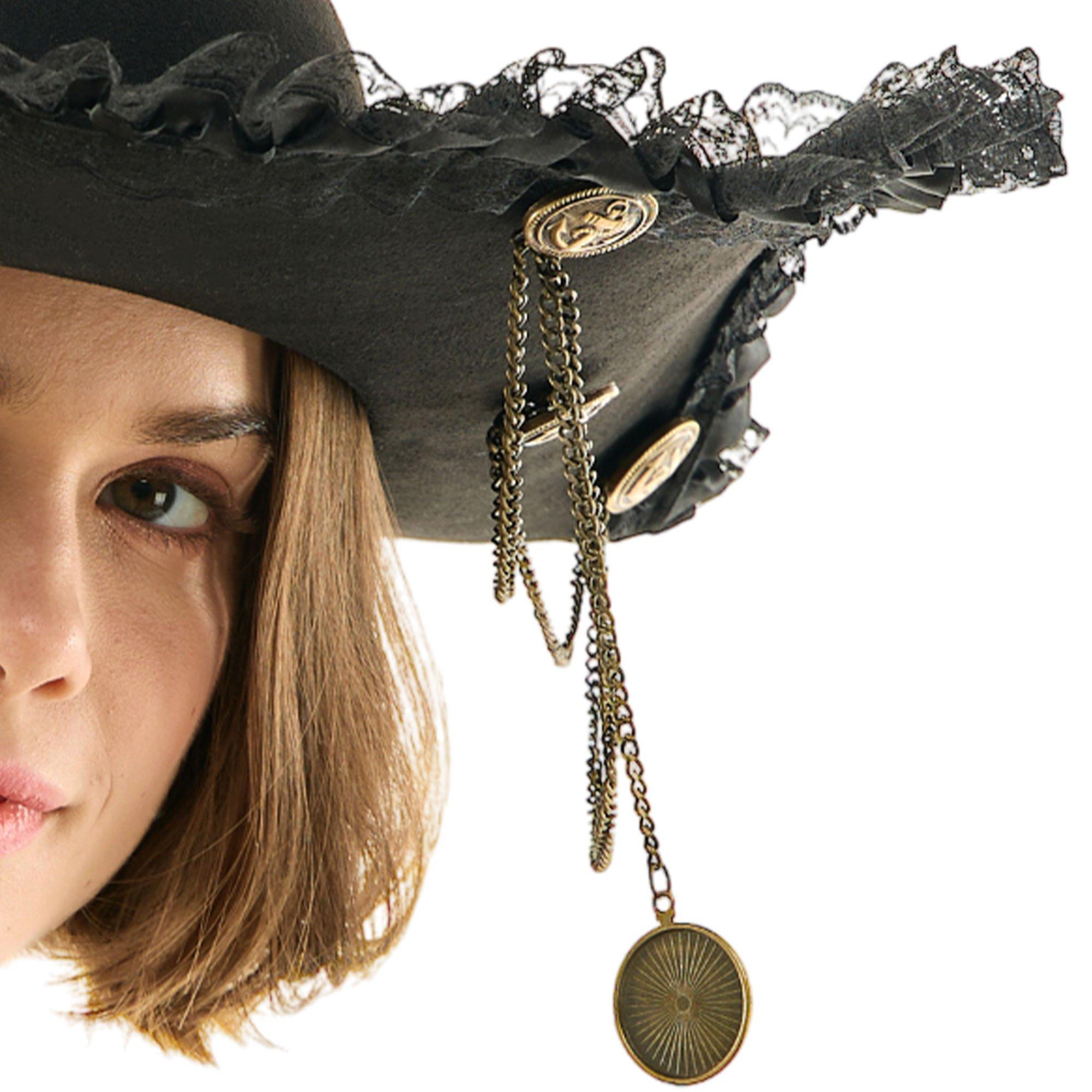 Black Pirate Hat with Chains - Image 2